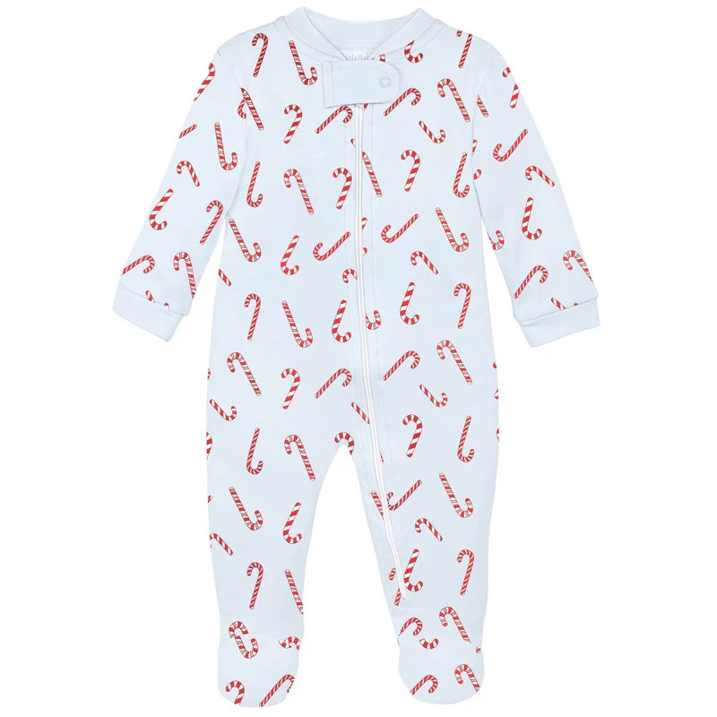 Blue Candy Cane Zip Pajama (Baby)