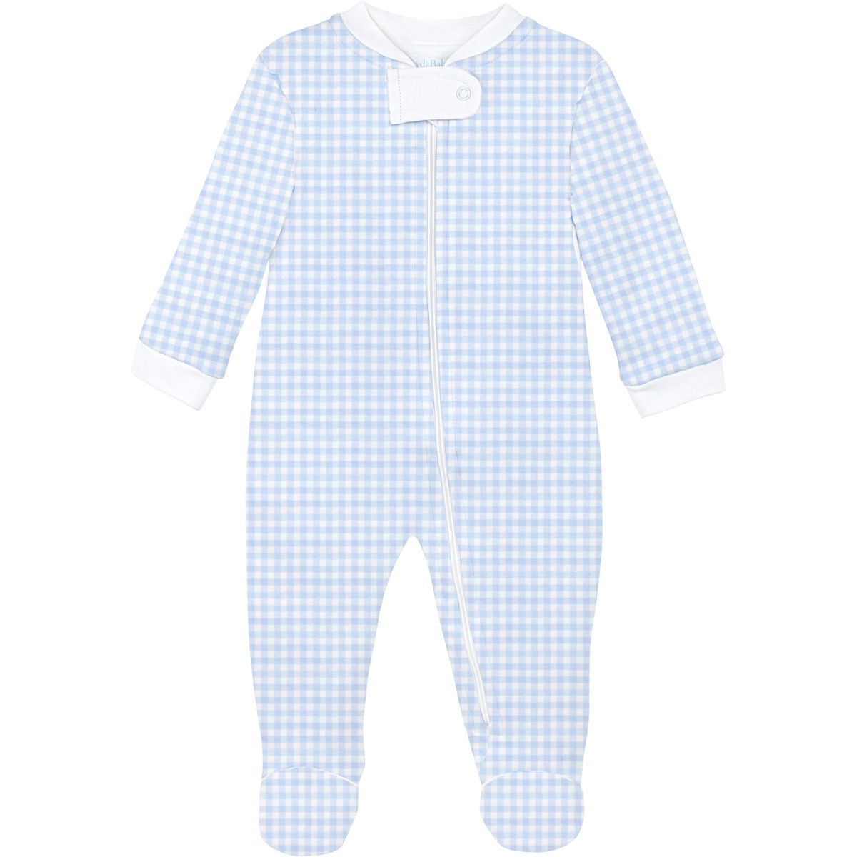 Light Blue Gingham Zipper Footie