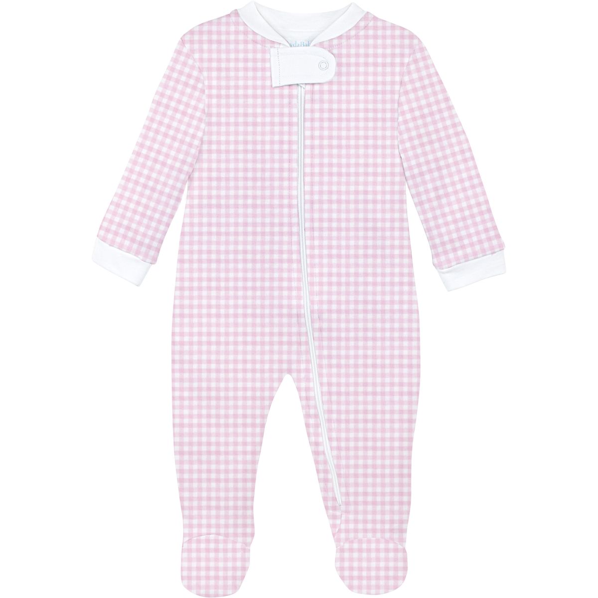 Pink Gingham Zipper Footie