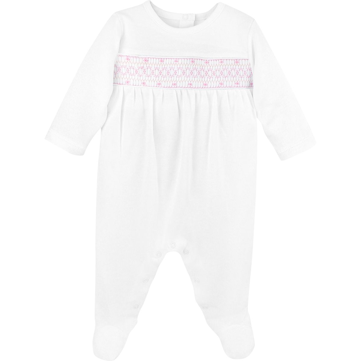 Girl White Smocked Footie