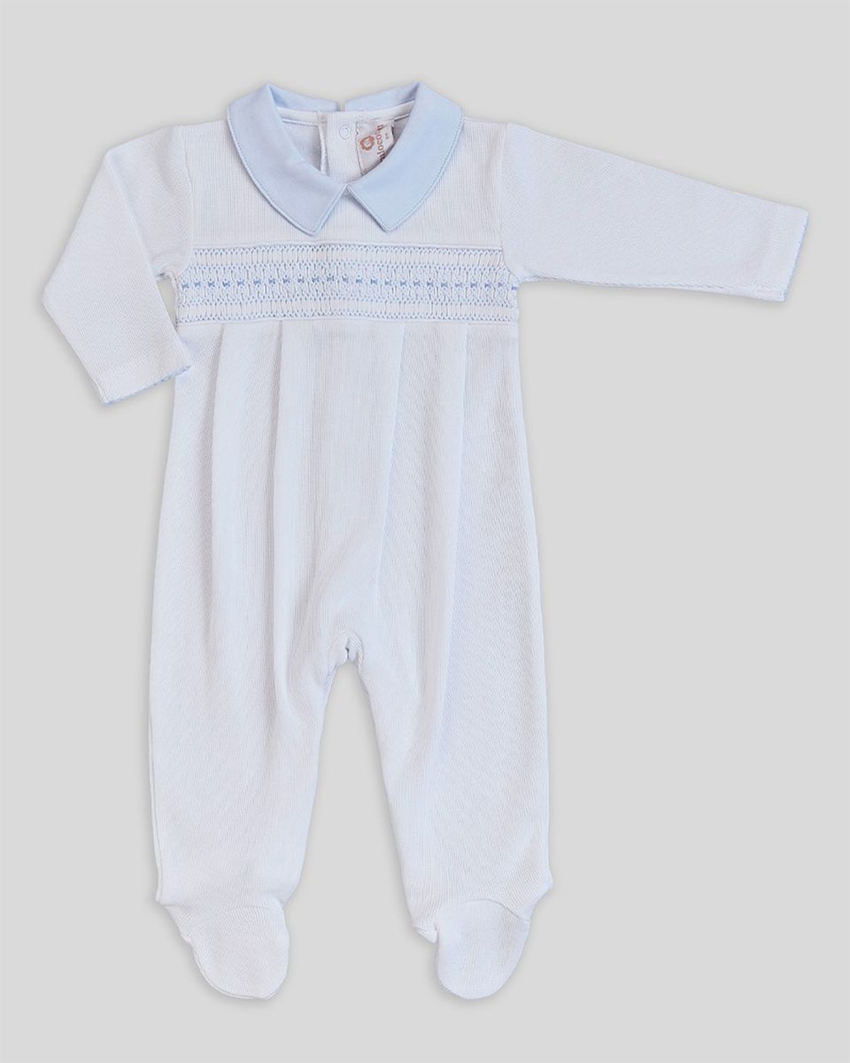 Special Knit White Renzi Hand Smocked Footie