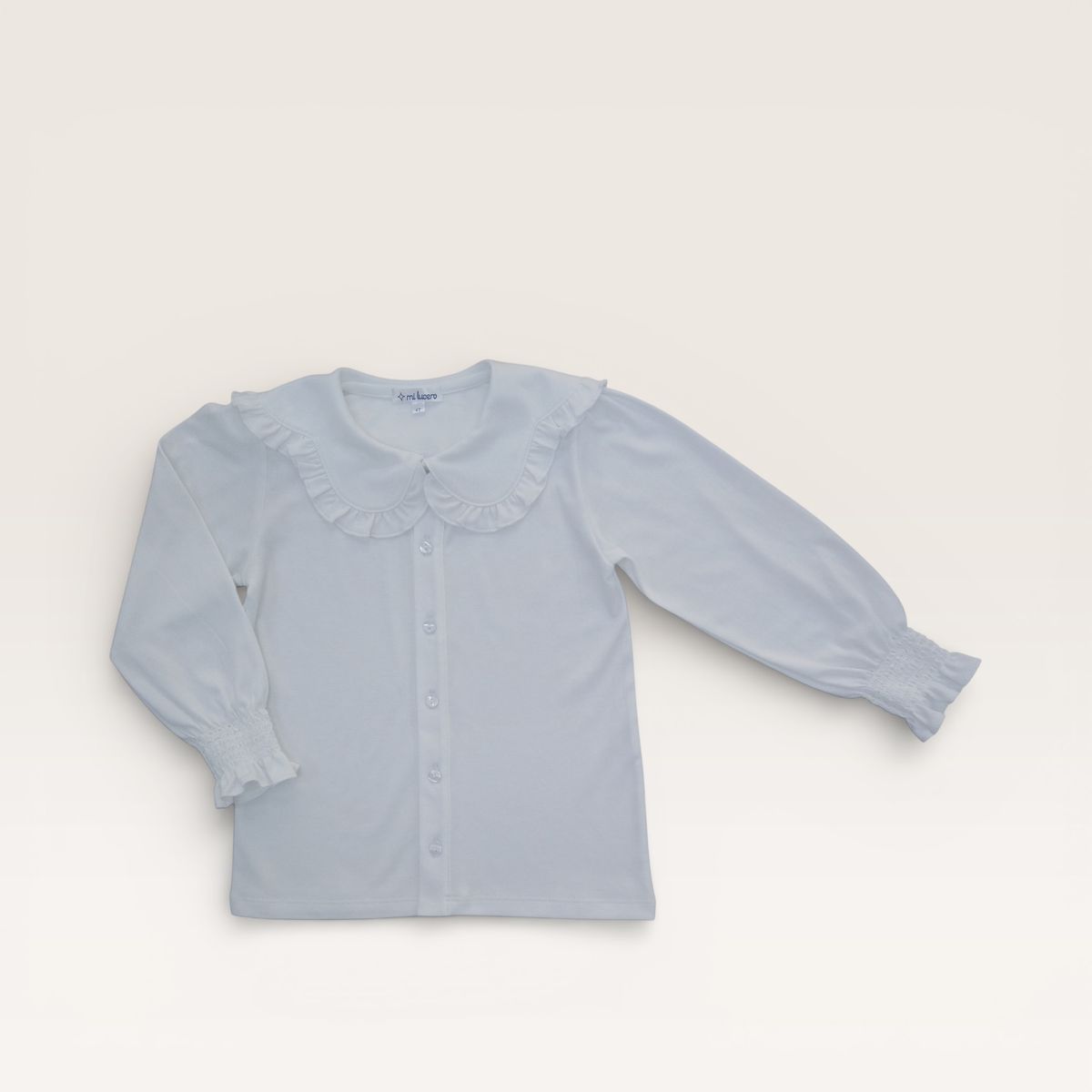 White Girl Scalloped Collar Pima Blouse