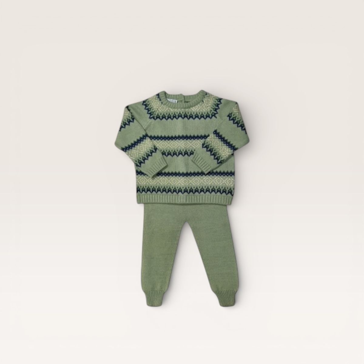 Sage & Navy Knit Fair Isle Jogger Set