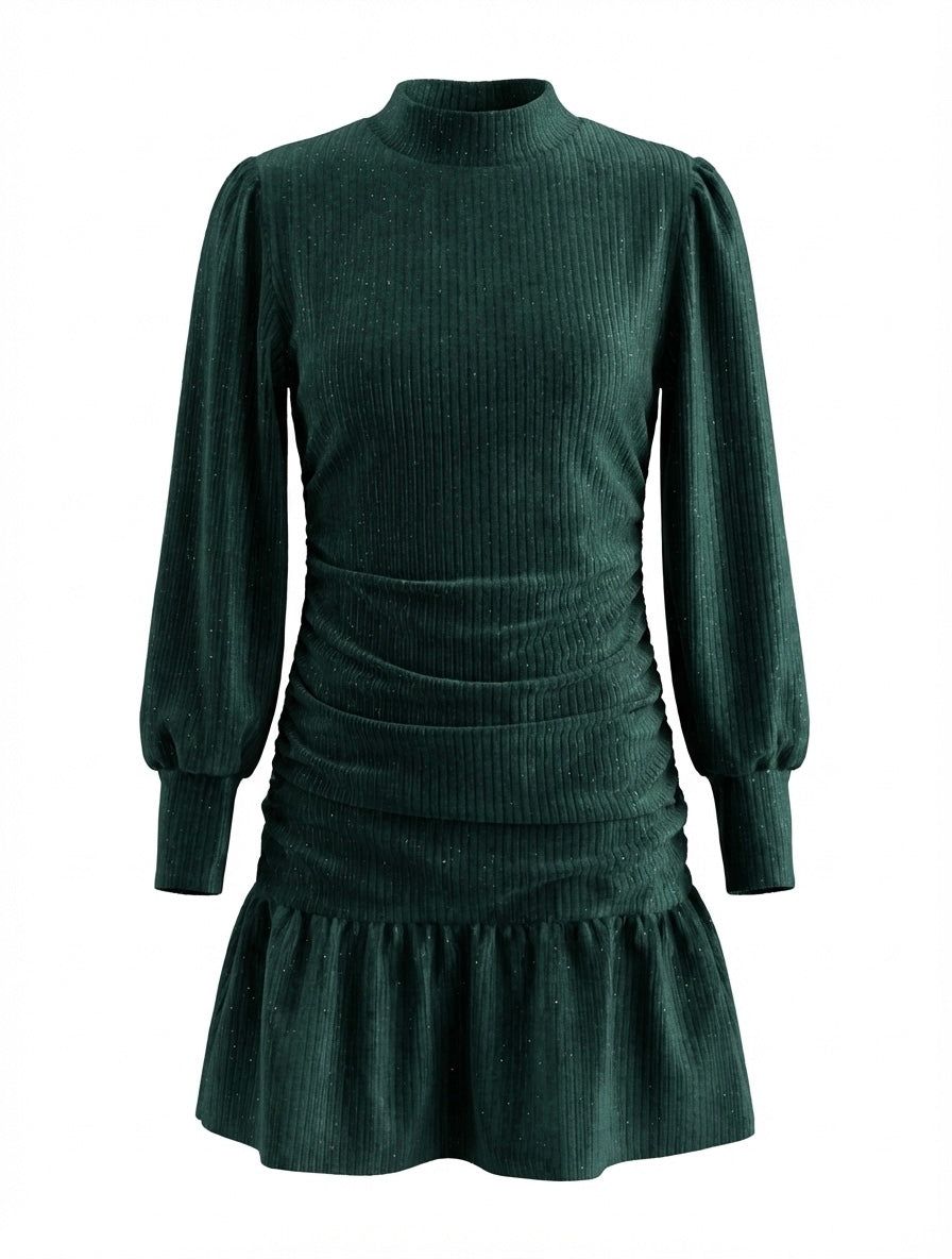 Dark Green Velour Serena Dress