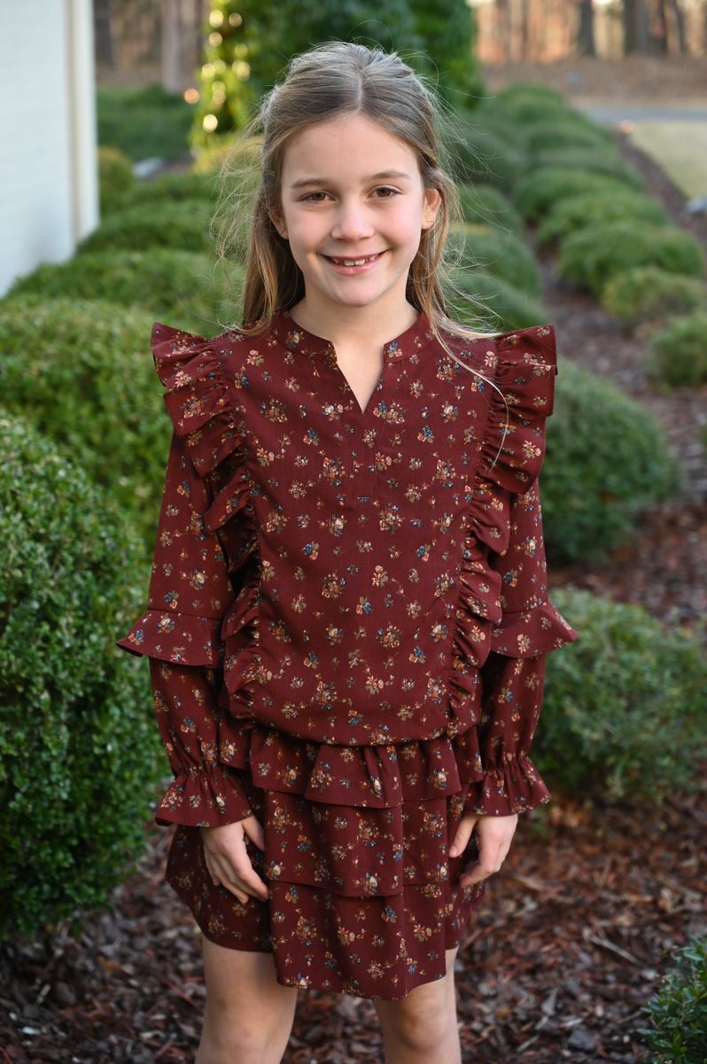 Burgundy Vintage Floral Abby Skort