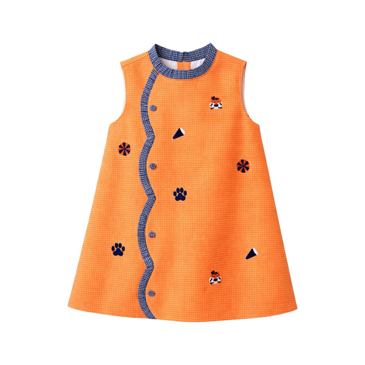 All Over Embroidery Orange/Navy Tigers Claire Scallop Dress