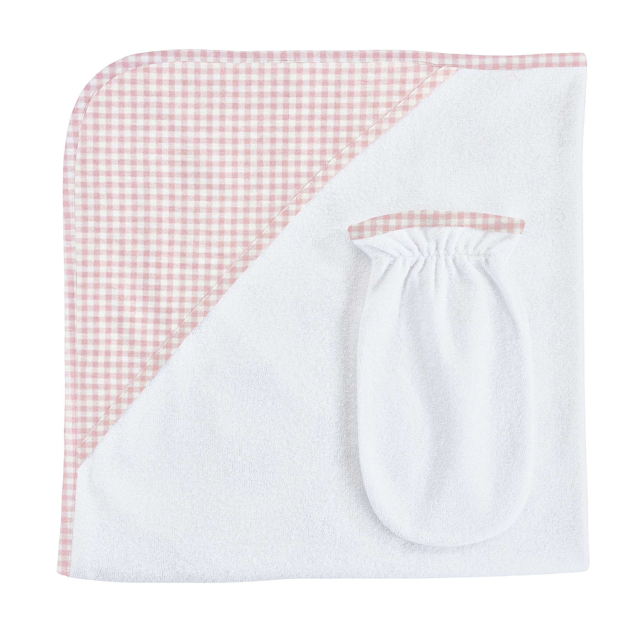 Mini Check Hooded Towel with Mitt Set