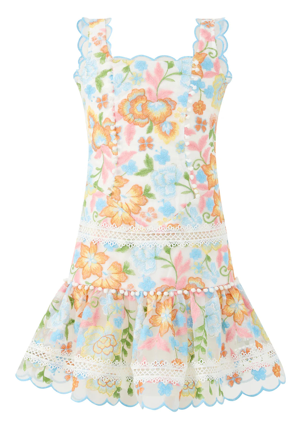 Floral Bianca Emb Mini Dress