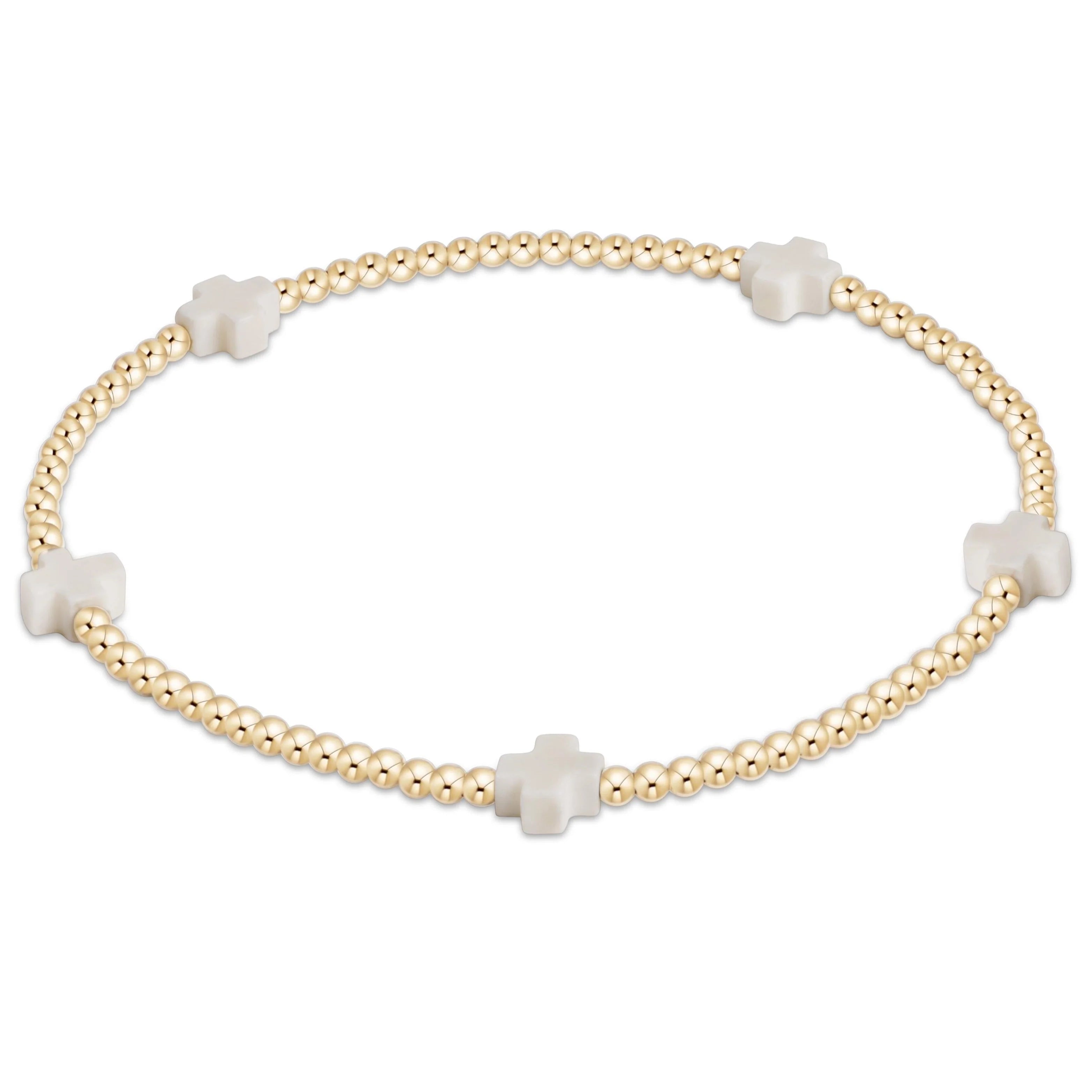 EGirl Signature Cross Small Gold Bracelet-Off-White