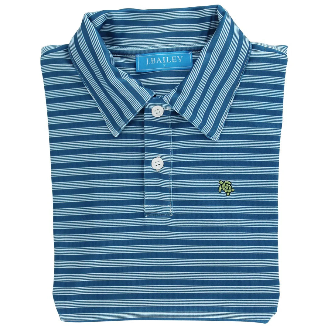 Cornflower Striped Performance Polo (Kid & Big Kid)