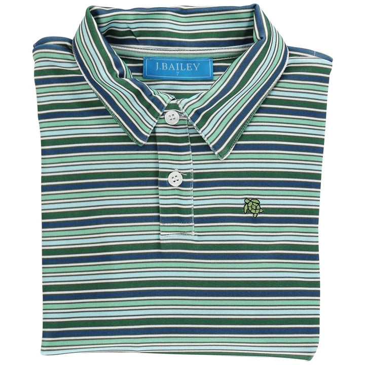Forest Striped Performance Polo