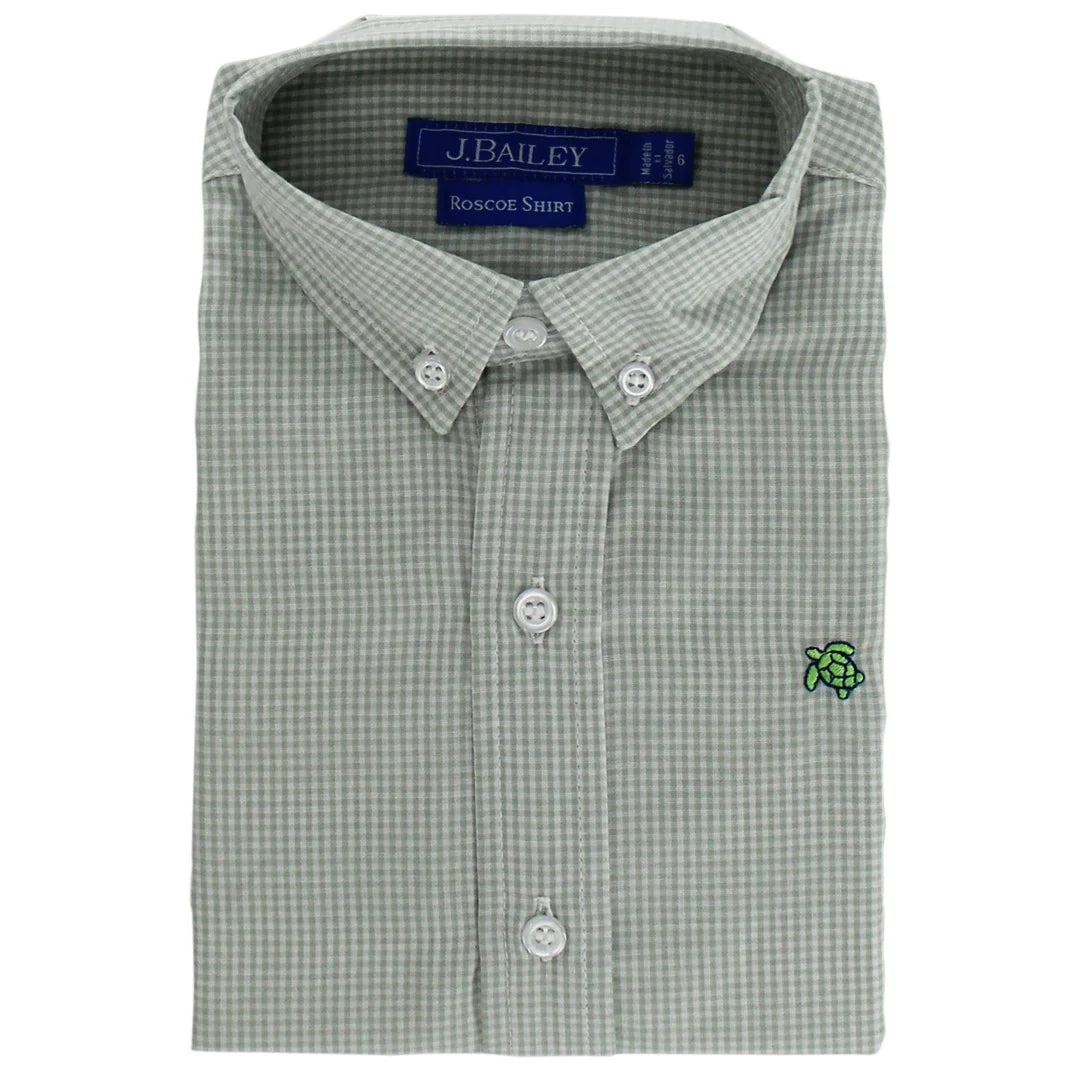 Celery Microcheck Button Down