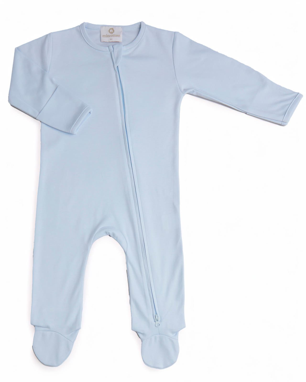 Indigo Zip Footie-White/Blue/Pistachio