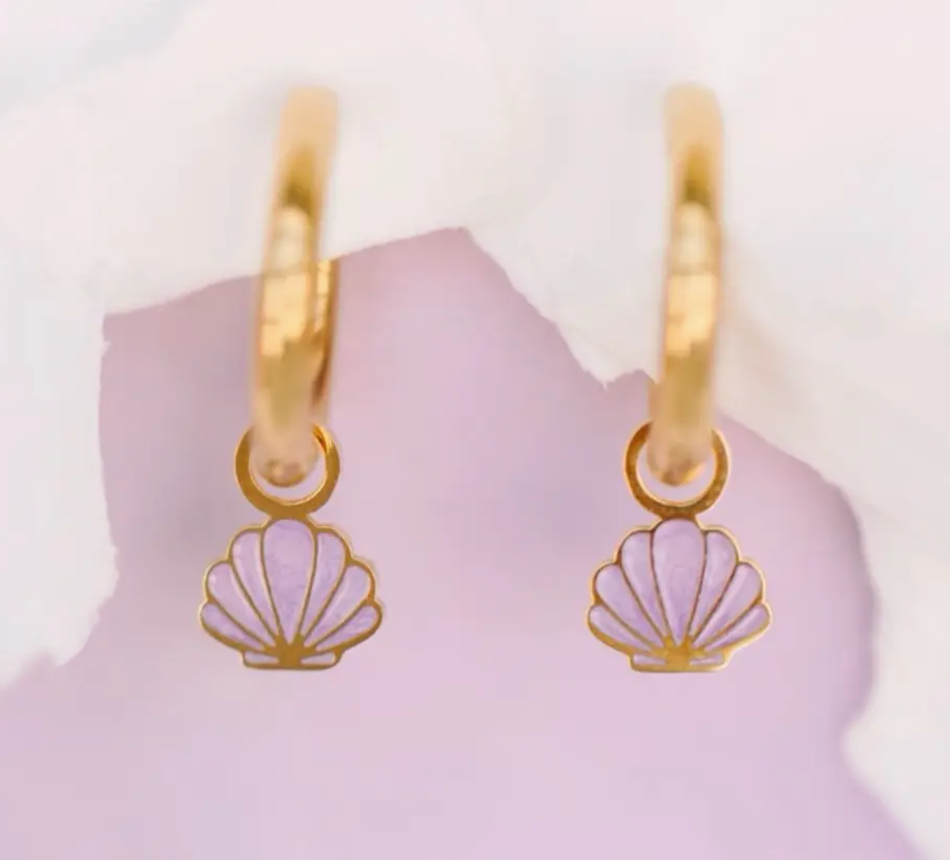 Purple Seashell Charms Earrings
