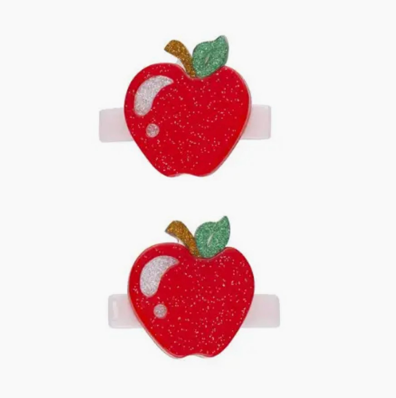 Apple Glitter Red Alligator Clips