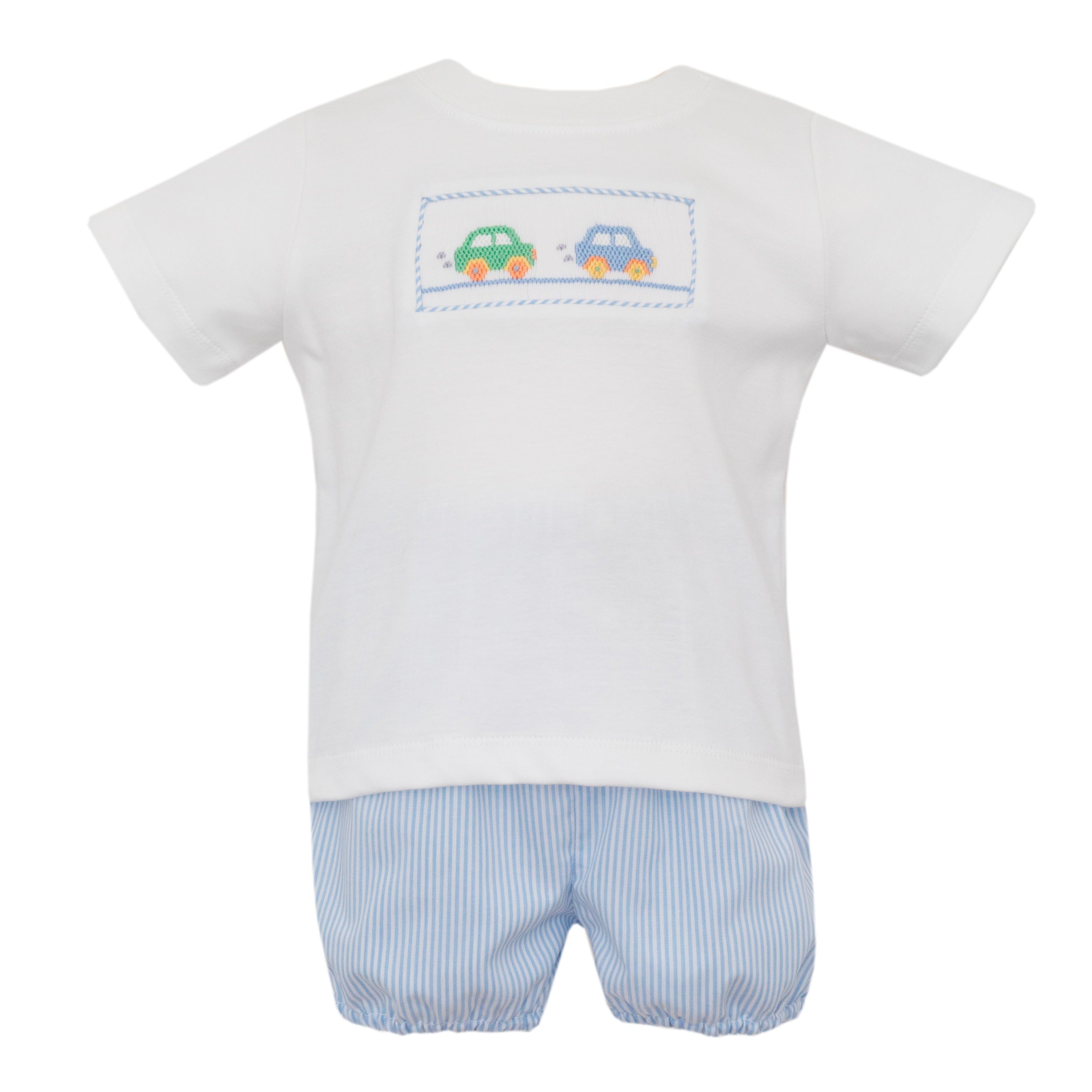 Blue Stripe Cars Diaper Set