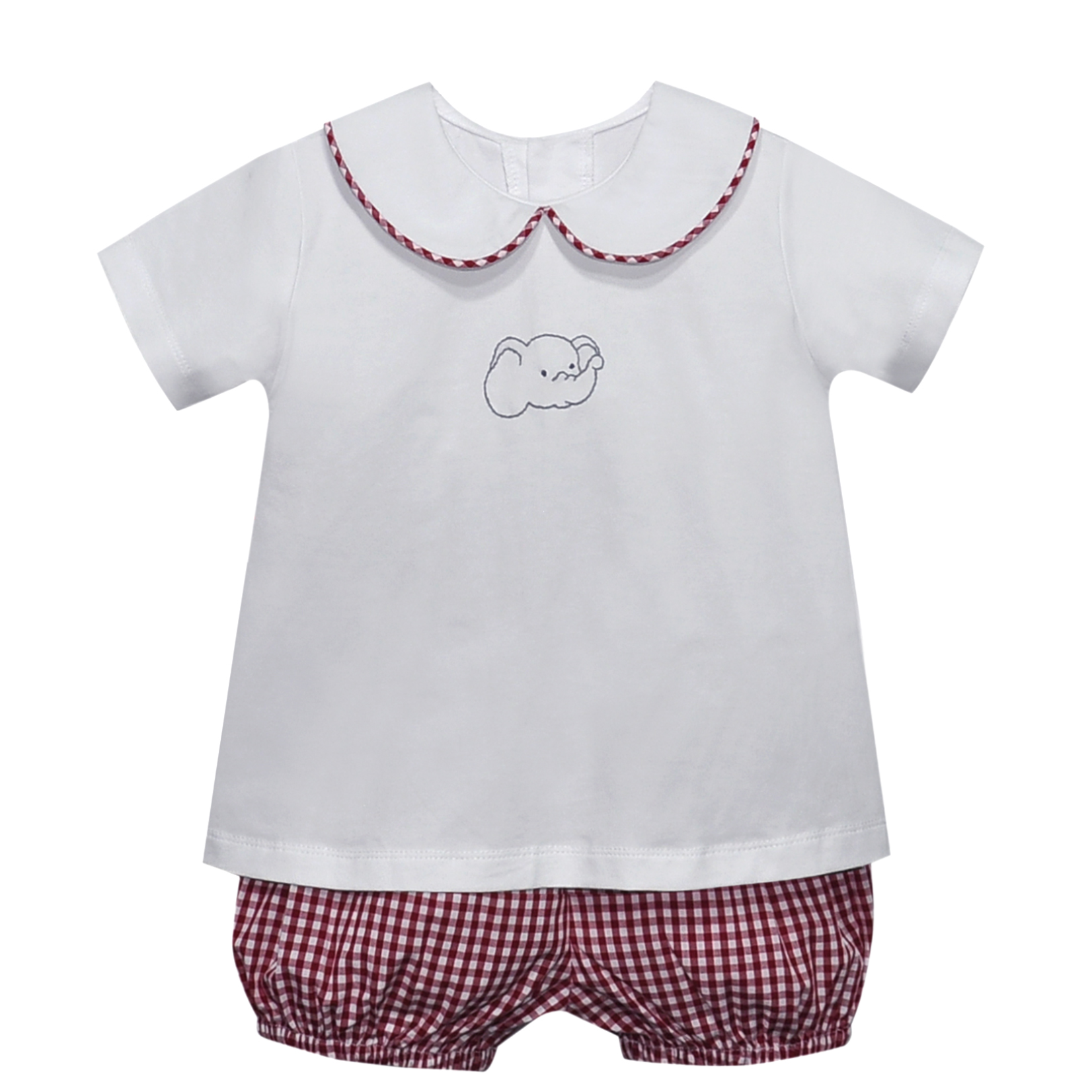 Elephant Crimson/Gray Knit Boy Short Set