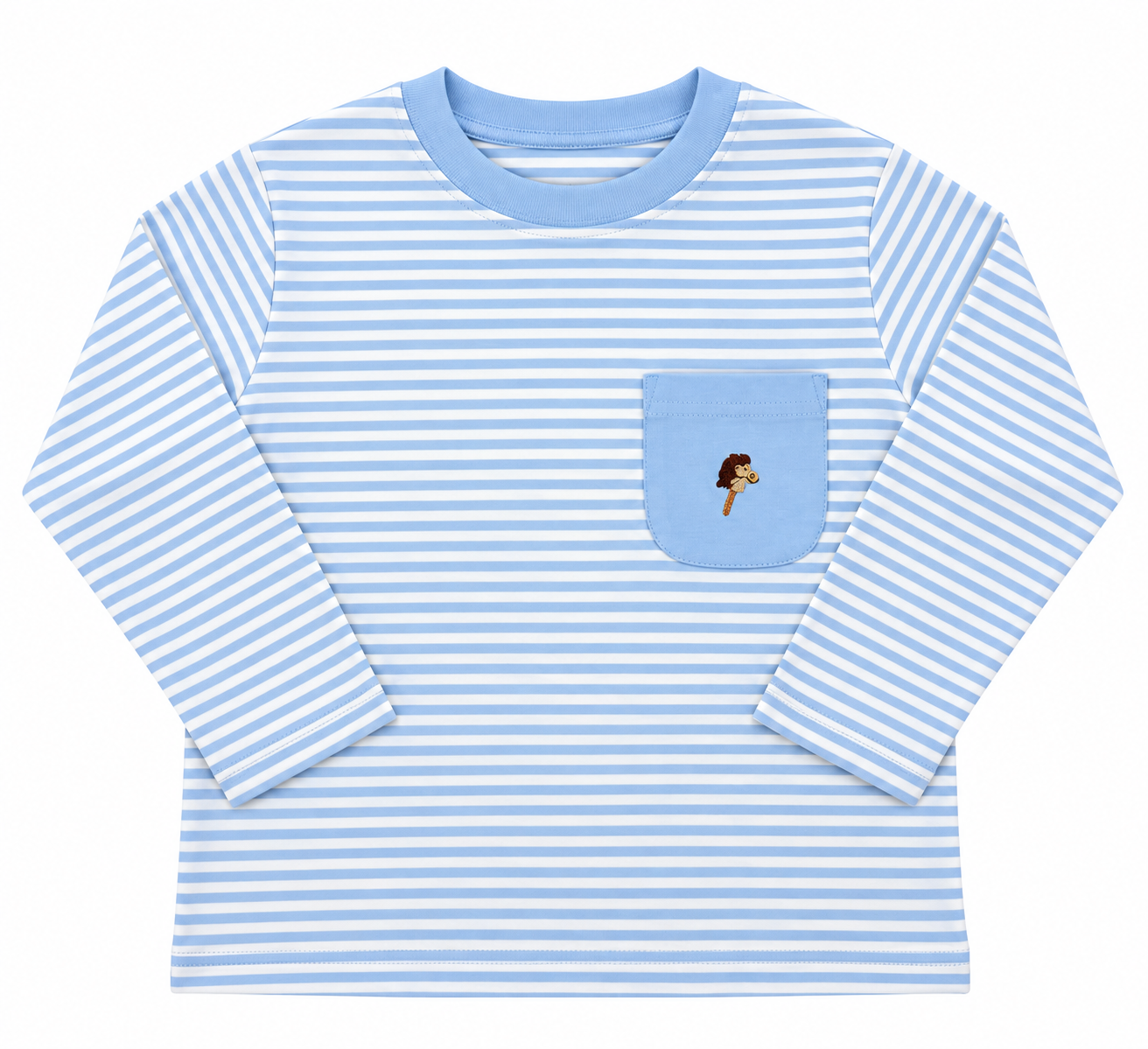 Blue Stripe Hobby Horse Pocket Tee