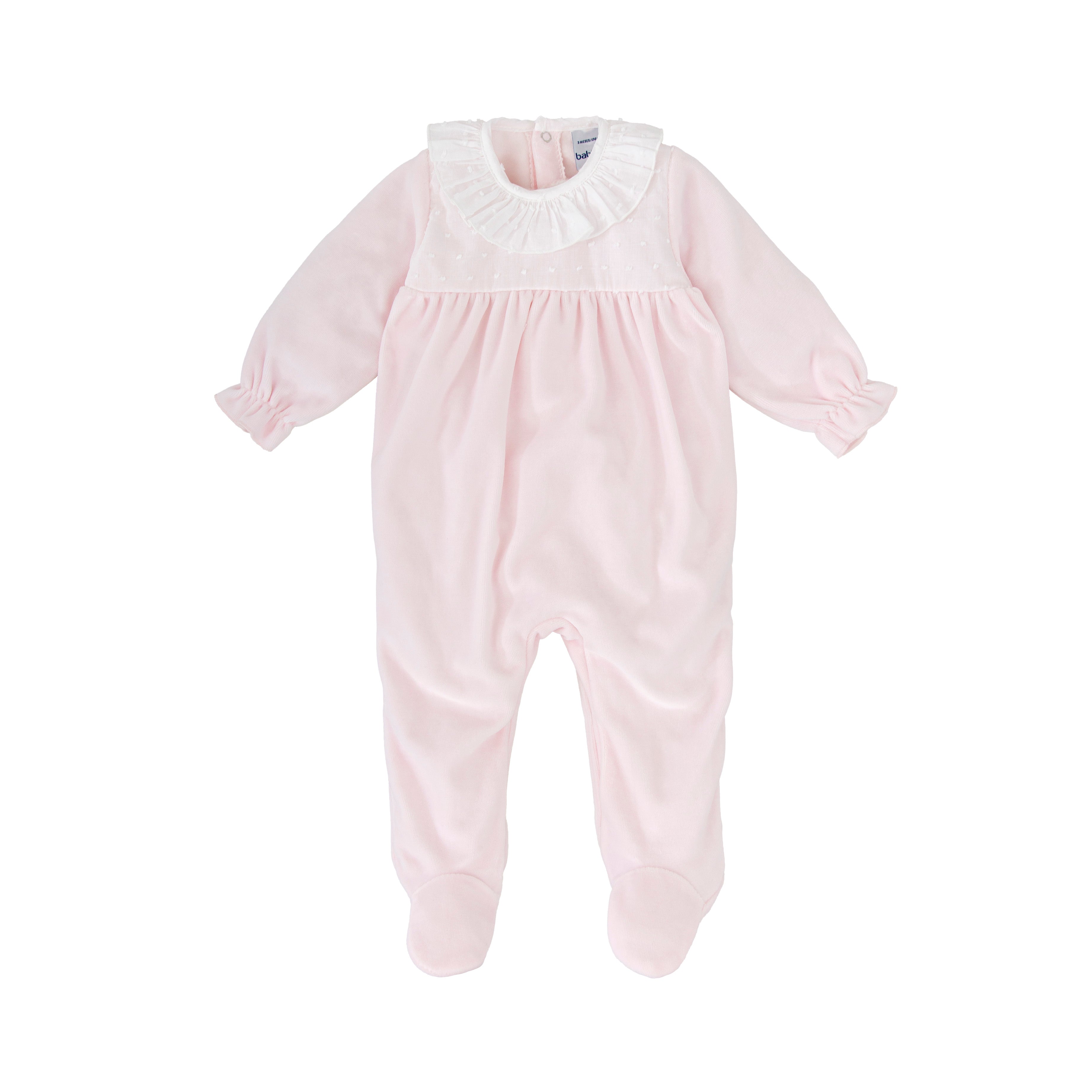 Pink Front Swiss Dot Velour Footie