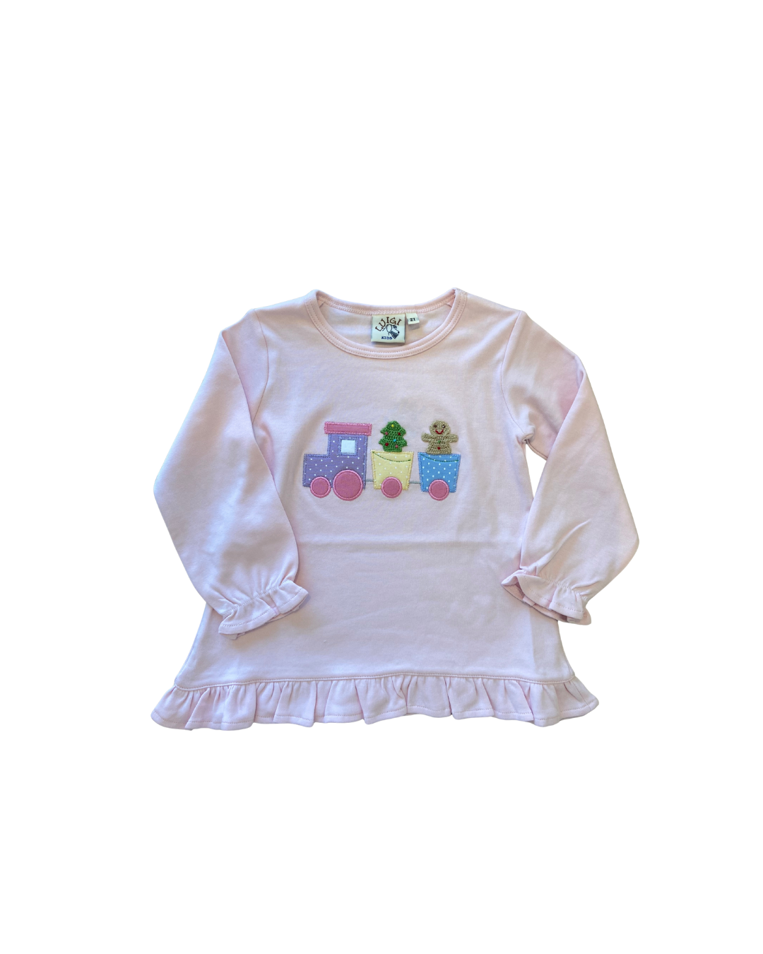 Pink Christmas Train LS Ruffle Swing Top (Toddler)
