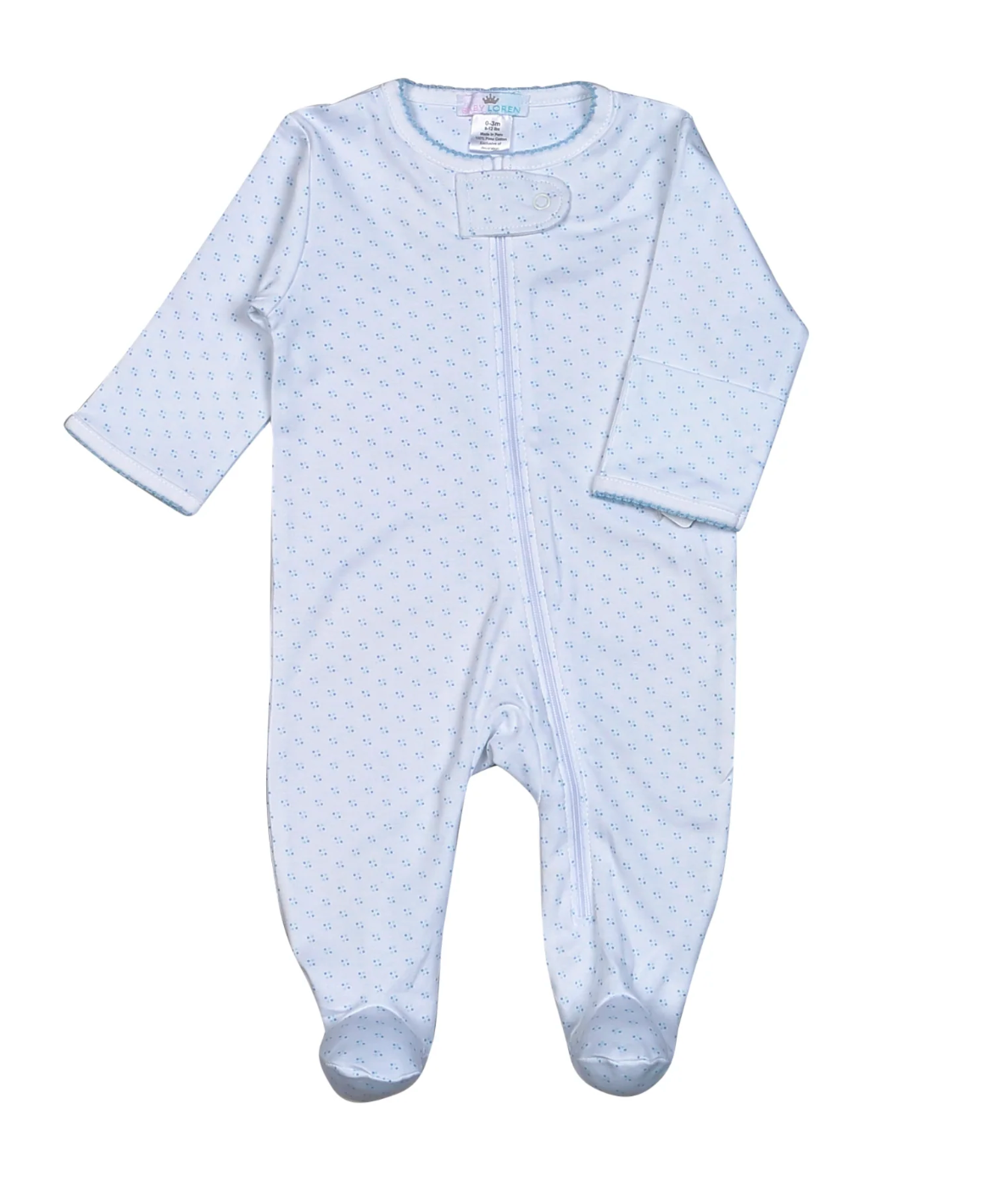 Blue Tiny Dots Zipper Footie