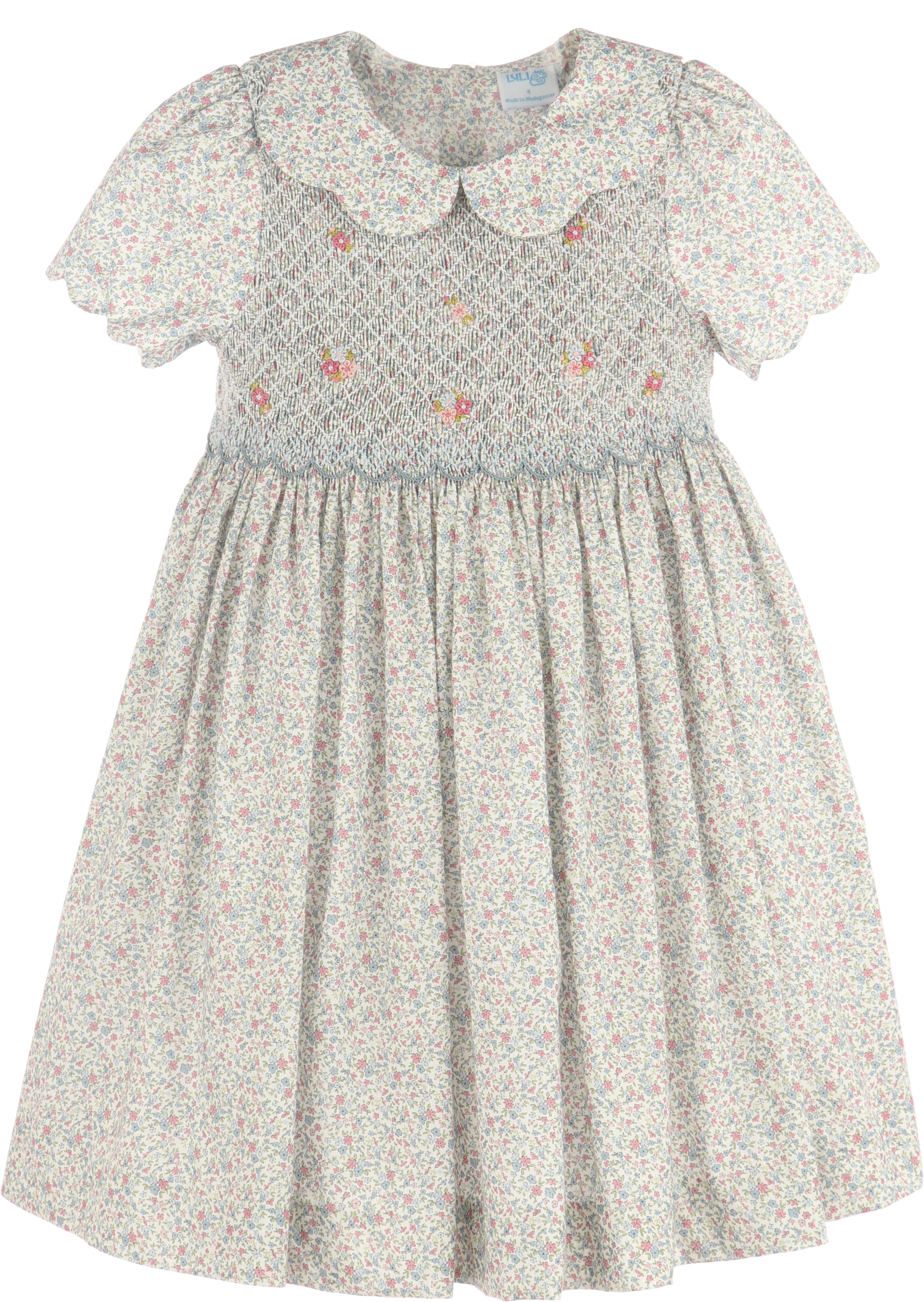 Blue Fall Blossom Smock Dress 3T