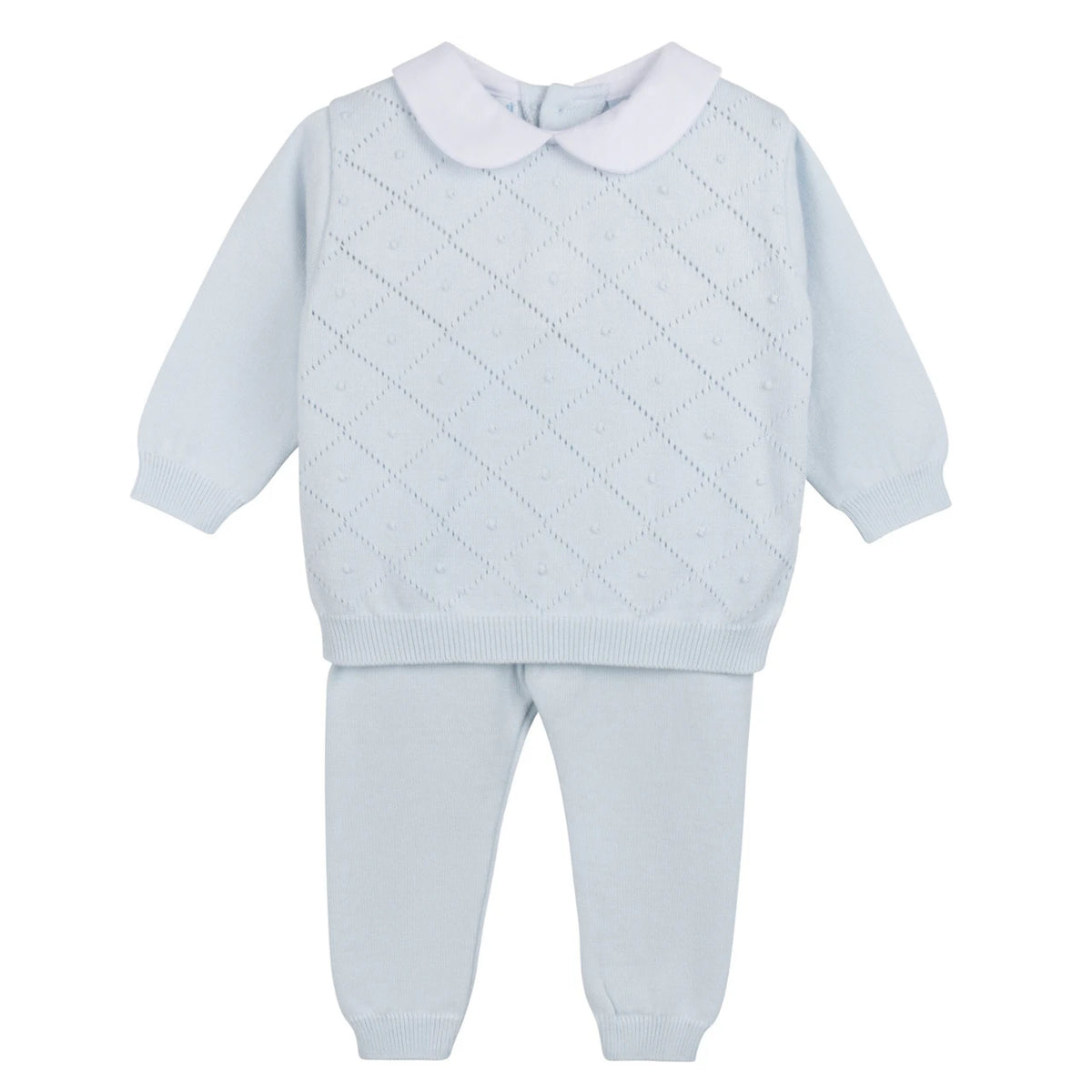 Blue Boys Peter Pan Diamond Knit Set