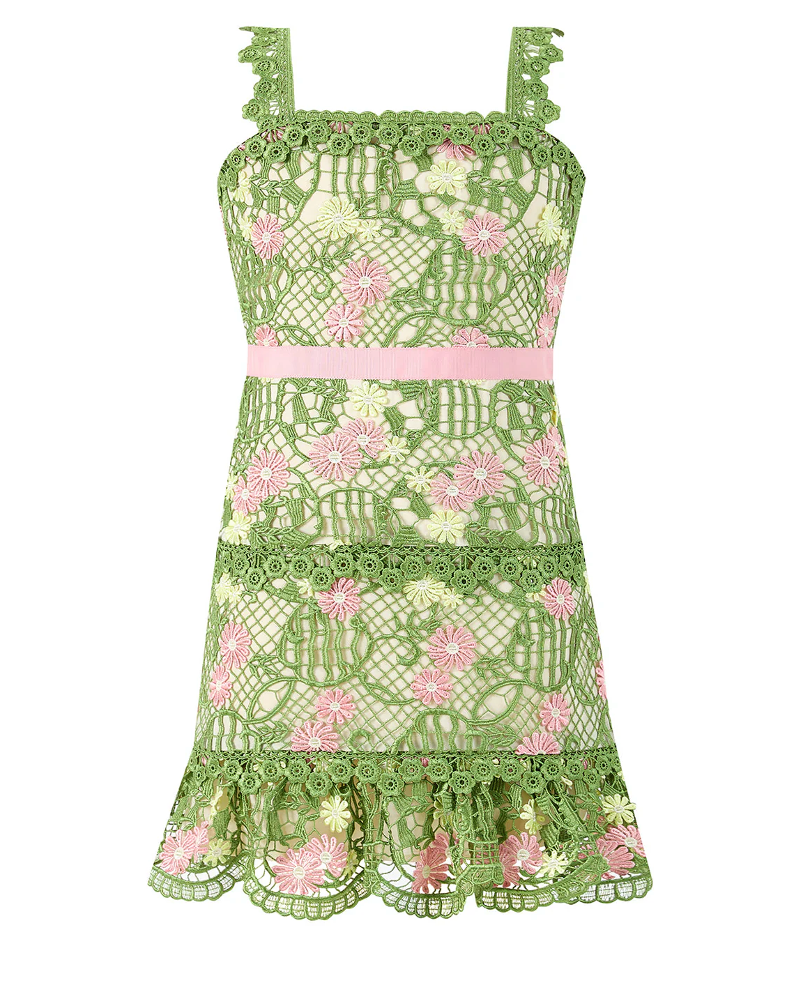 Lana Green Embroidered Mini Dress