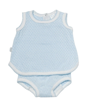 Sleeveless Top with Diaper Cover-Blue & Mint (Infant)
