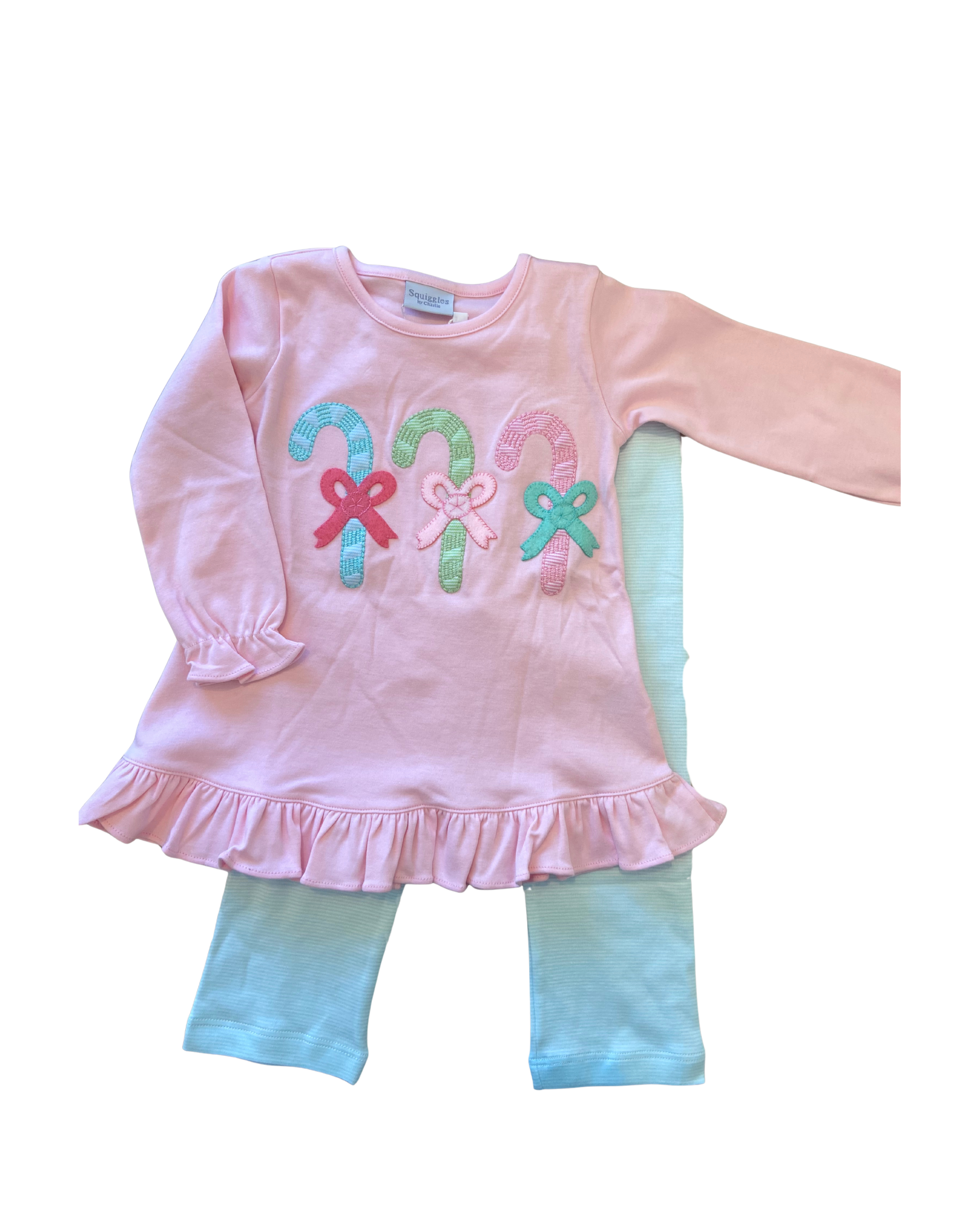 Pastel Candy Canes Legging Set