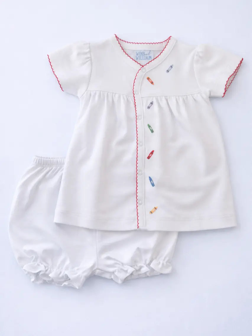 Crayons Diaper Set w/ Red Trim