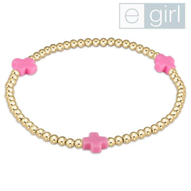 Signature Cross Gold 3mm Bracelet Bright Pink