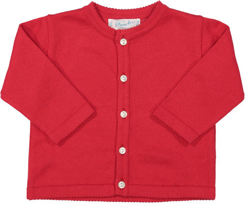 Red Classic Knit Cardigan