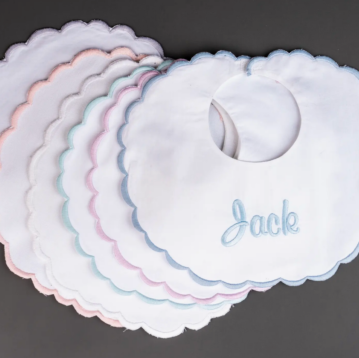 Scalloped Monogram Bib