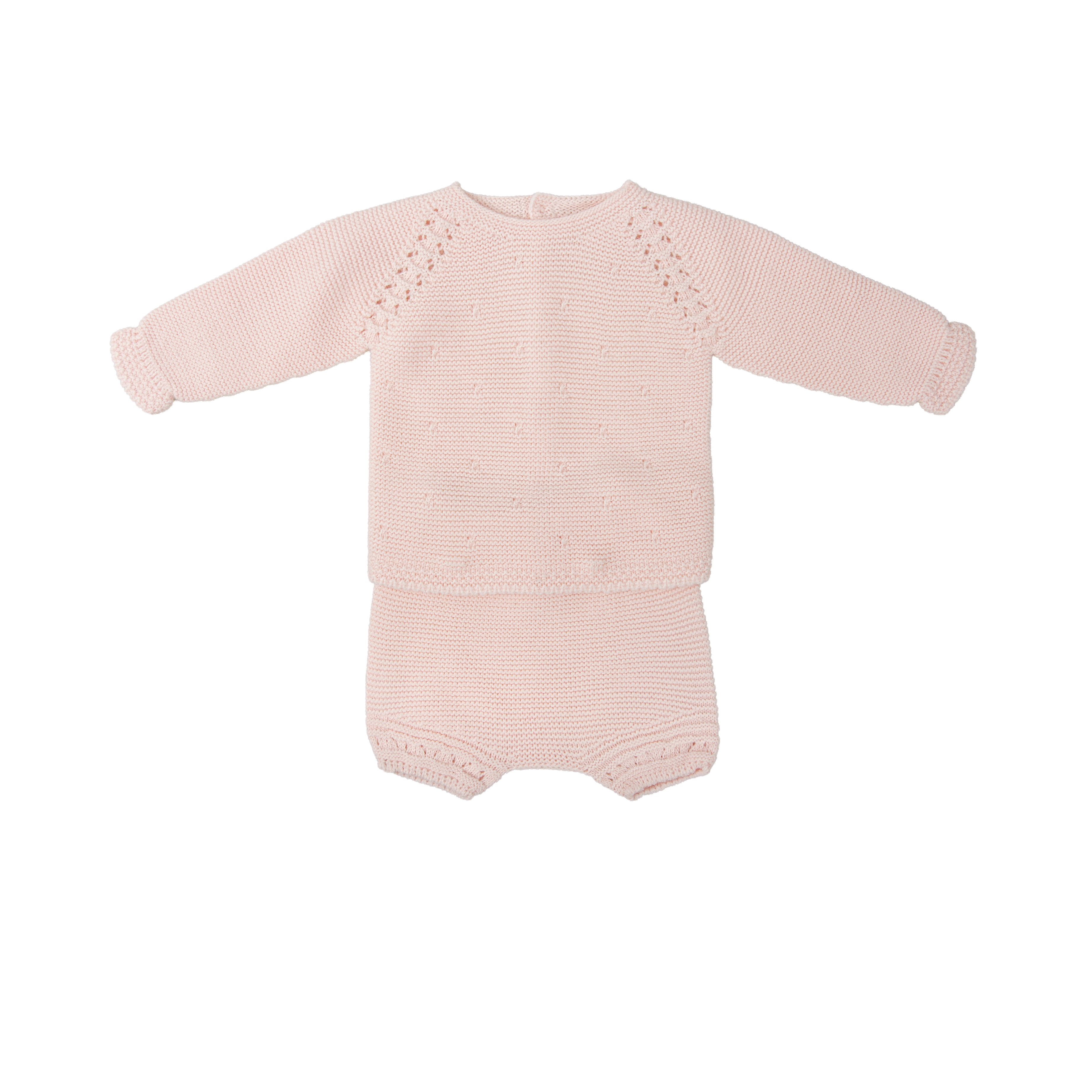 Pink LS Knitted Baby Set