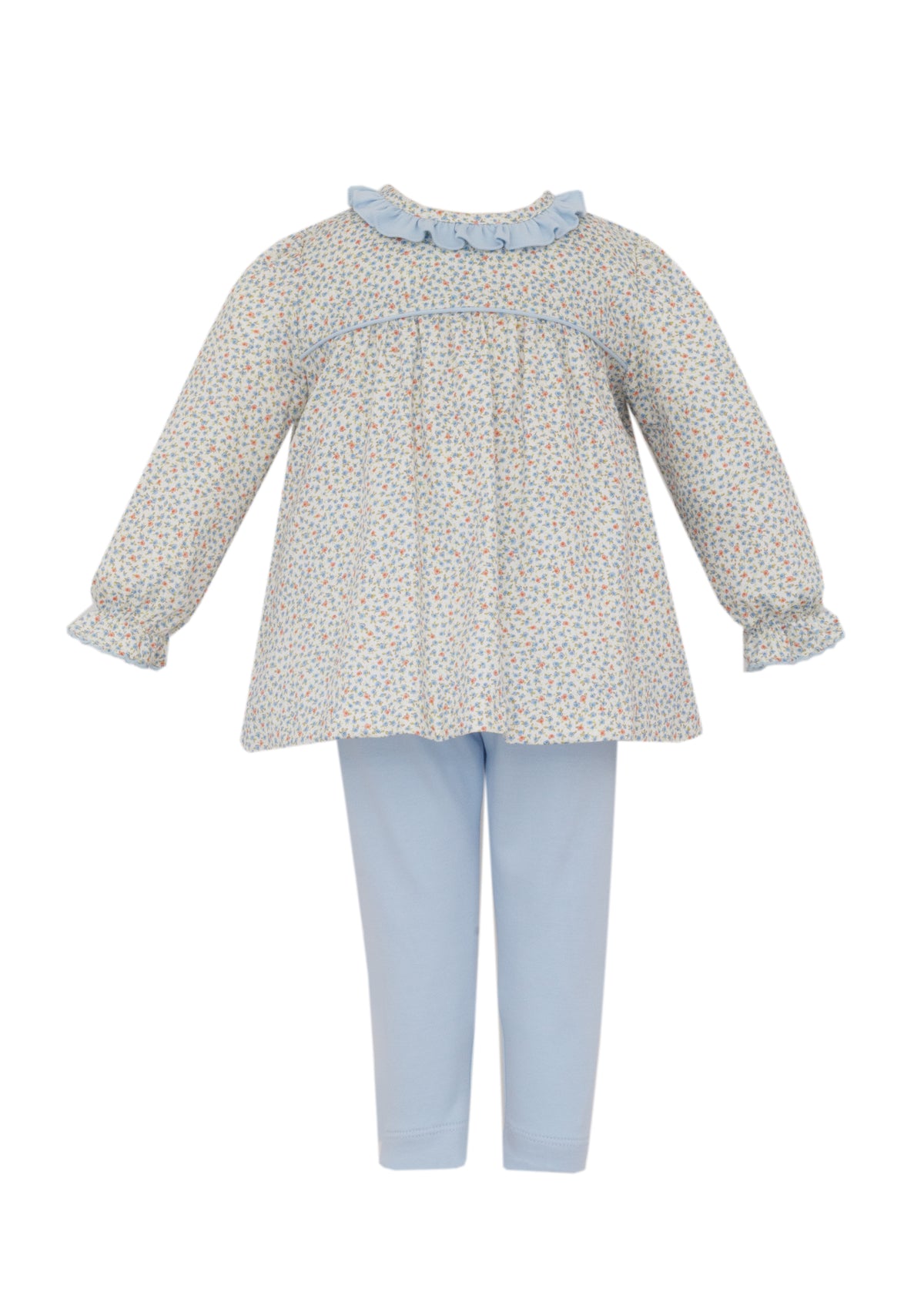 Light Blue Tunic Set w/ Orange Print Top
