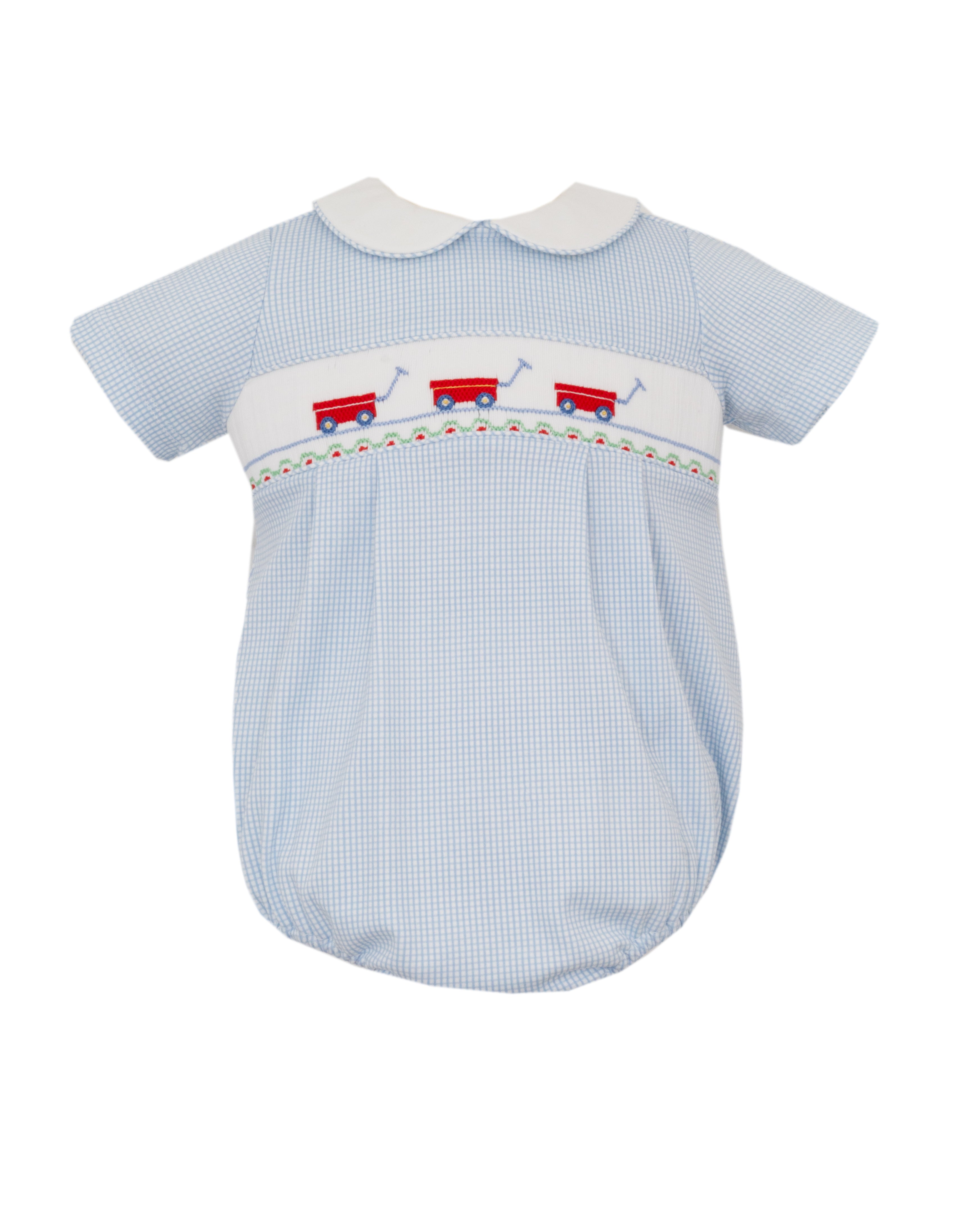 Blue Knit Stripe Wagons Bubble