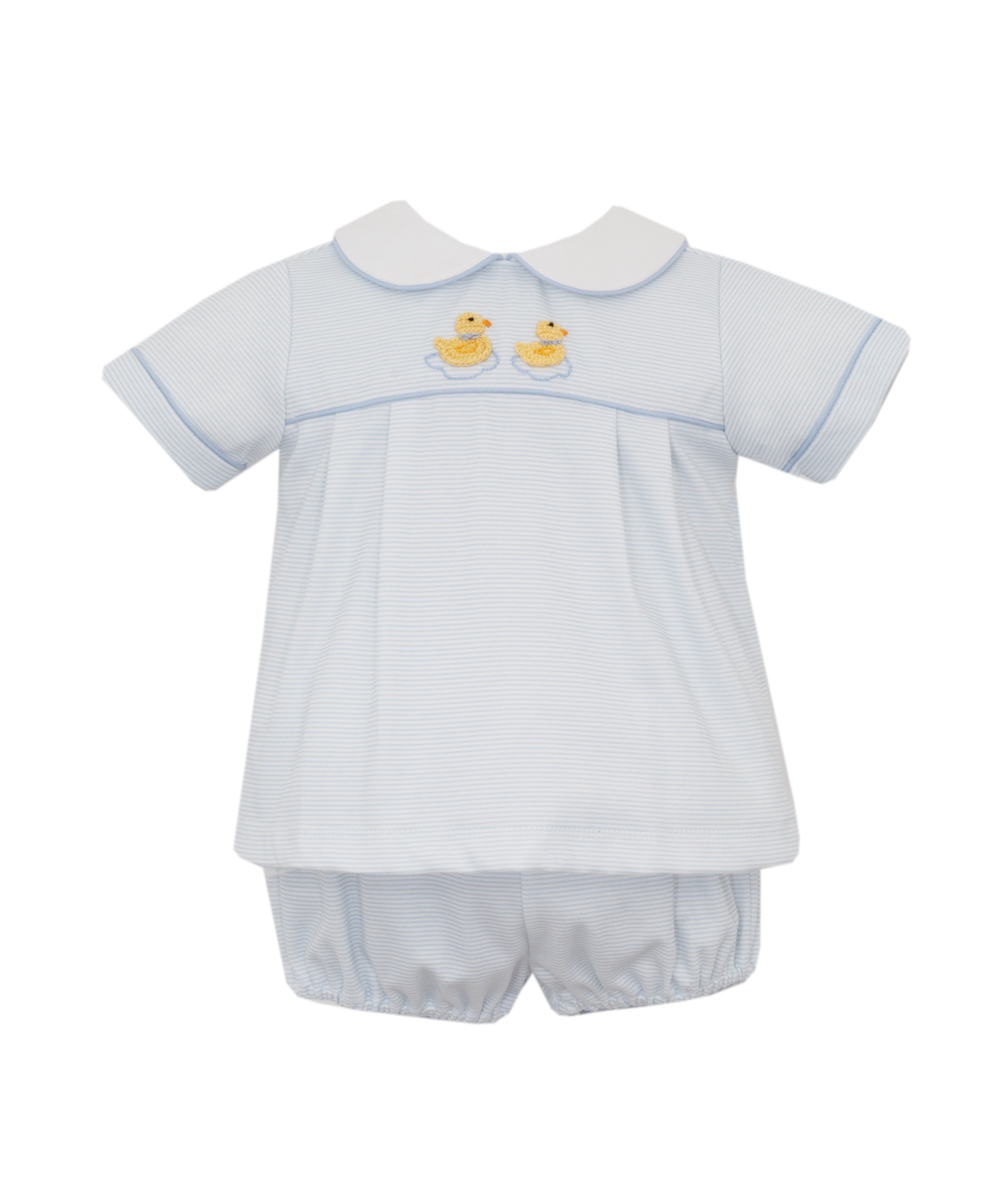 Duckling Boys Lt Blue Knit Stripe Diaper Set