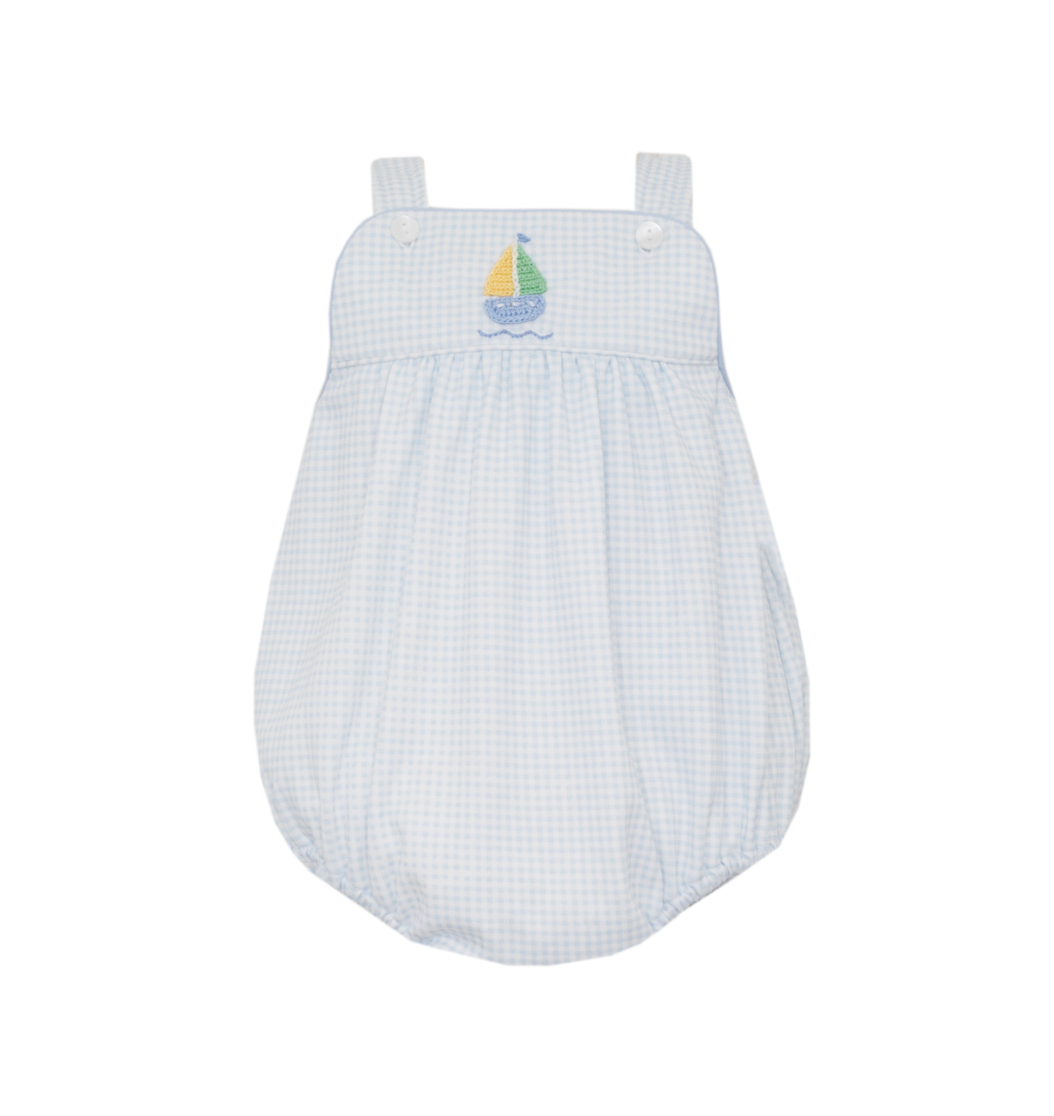 Boy Lt Blue Gingham Sailboats Strap Bubble