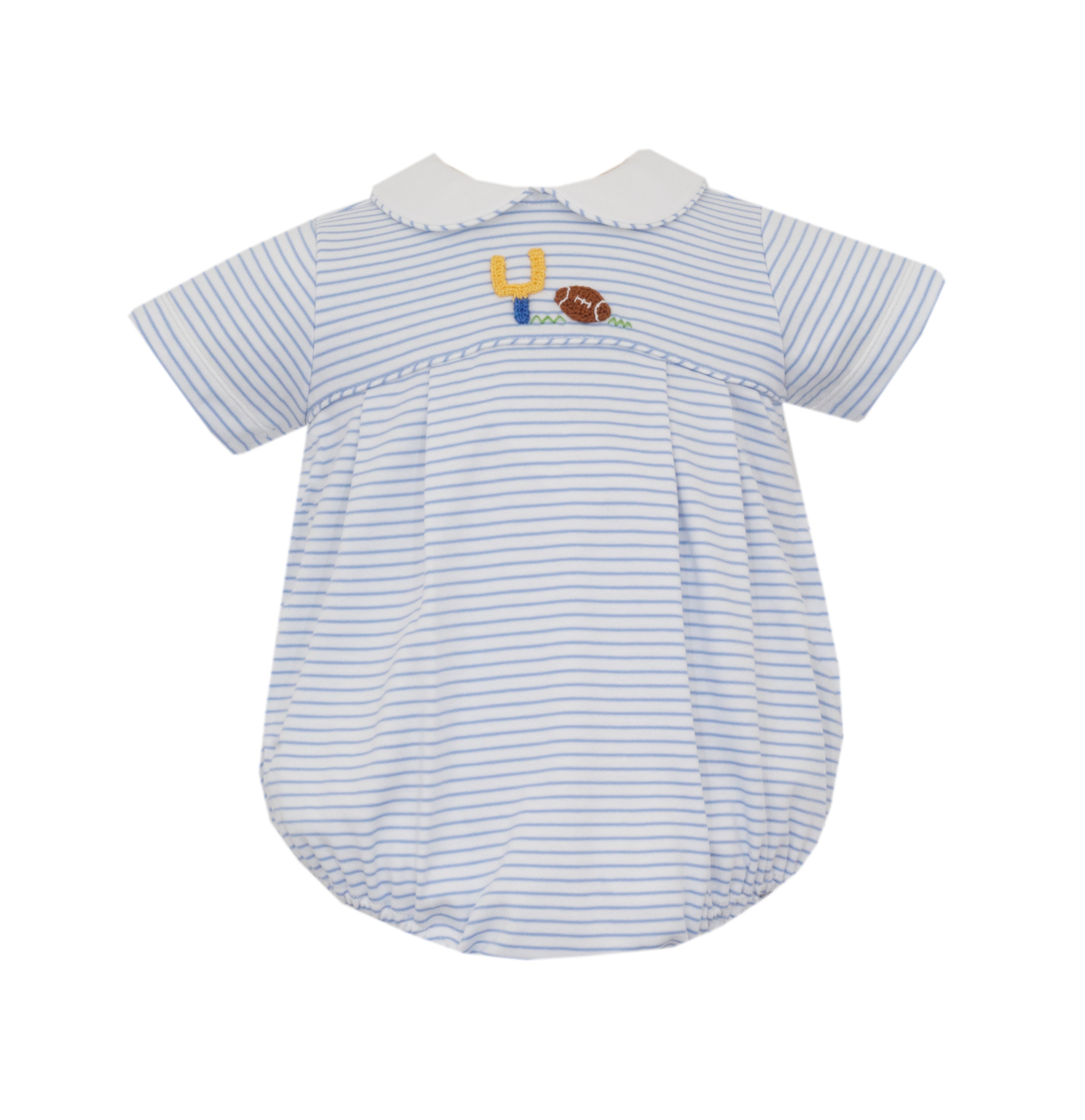 Blue Knit Stripe Football SS Bubble