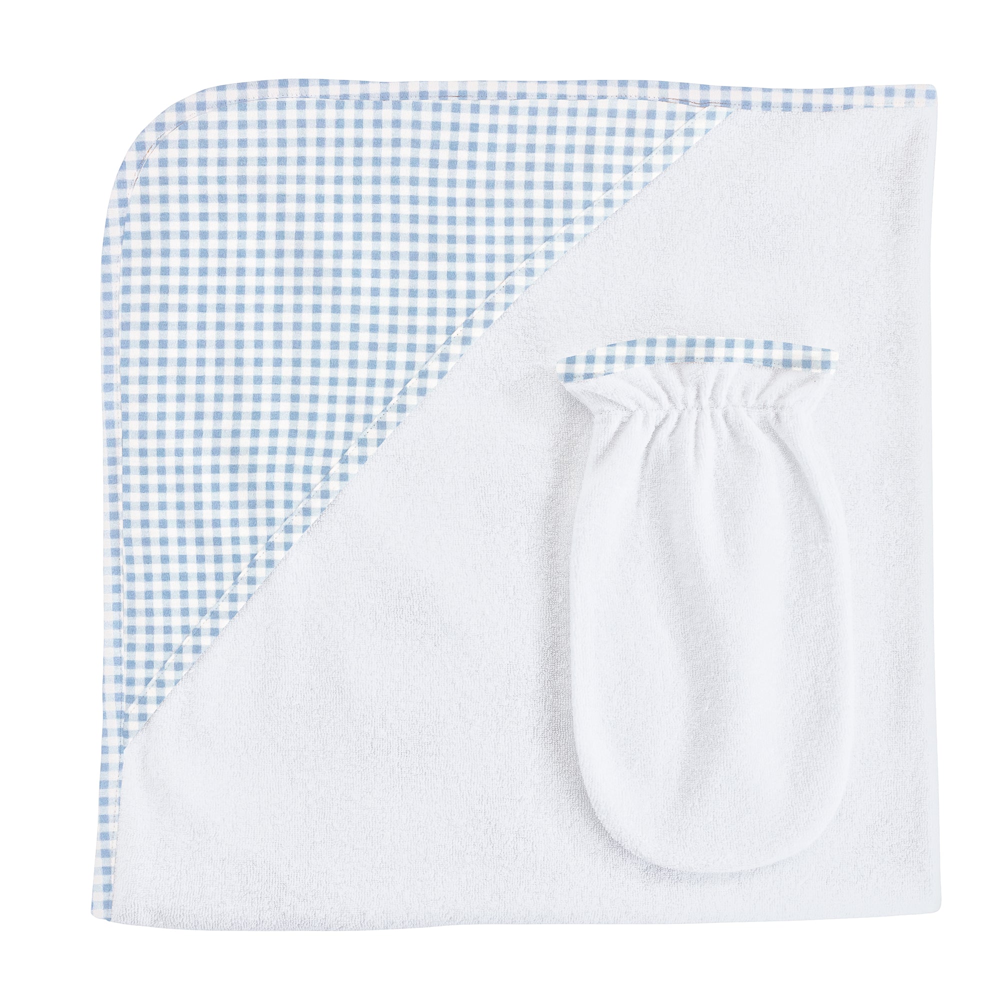 Mini Check Hooded Towel with Mitt Set