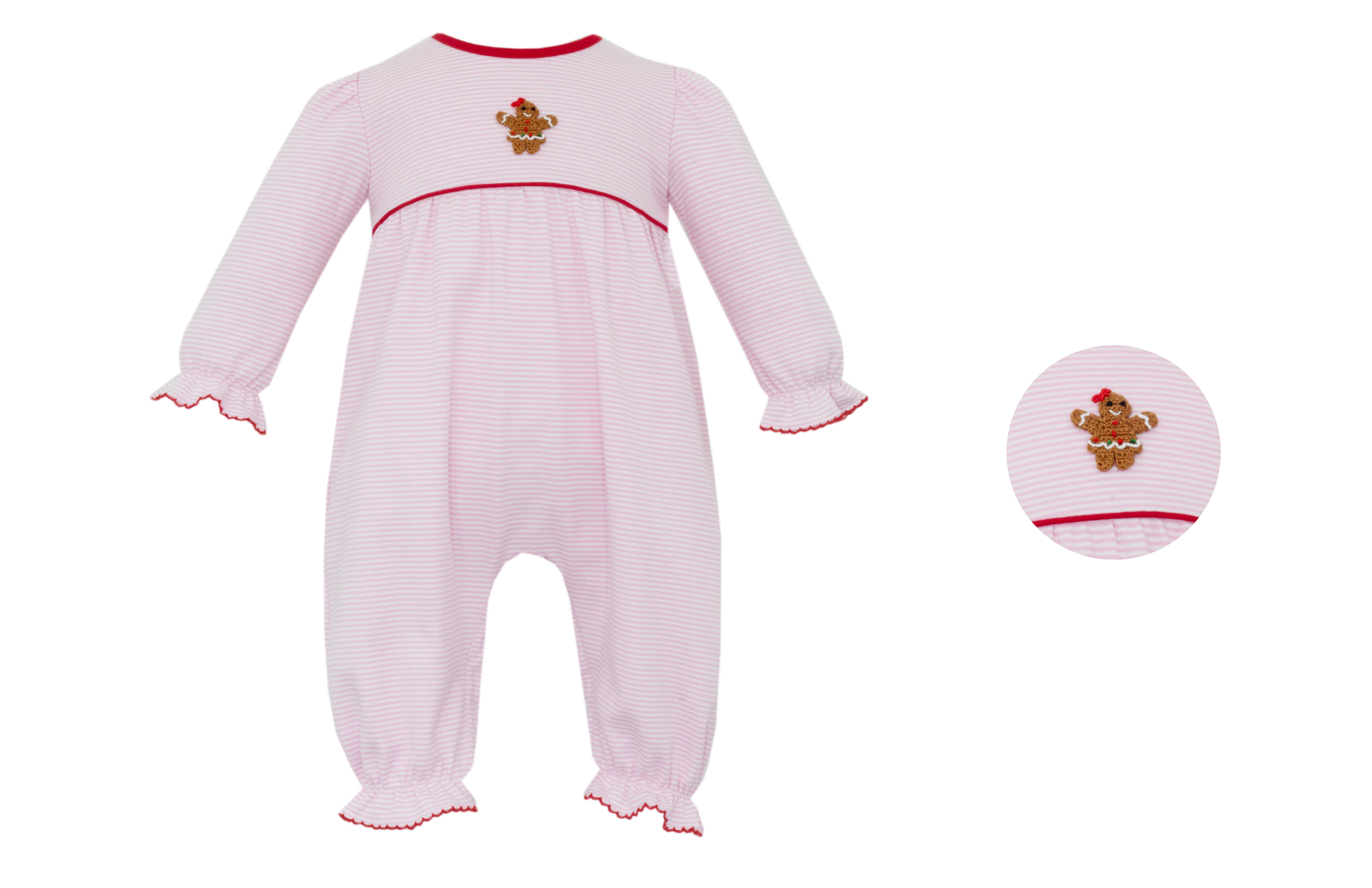 Pink Stripe Gingerbread Long Romper (Baby)