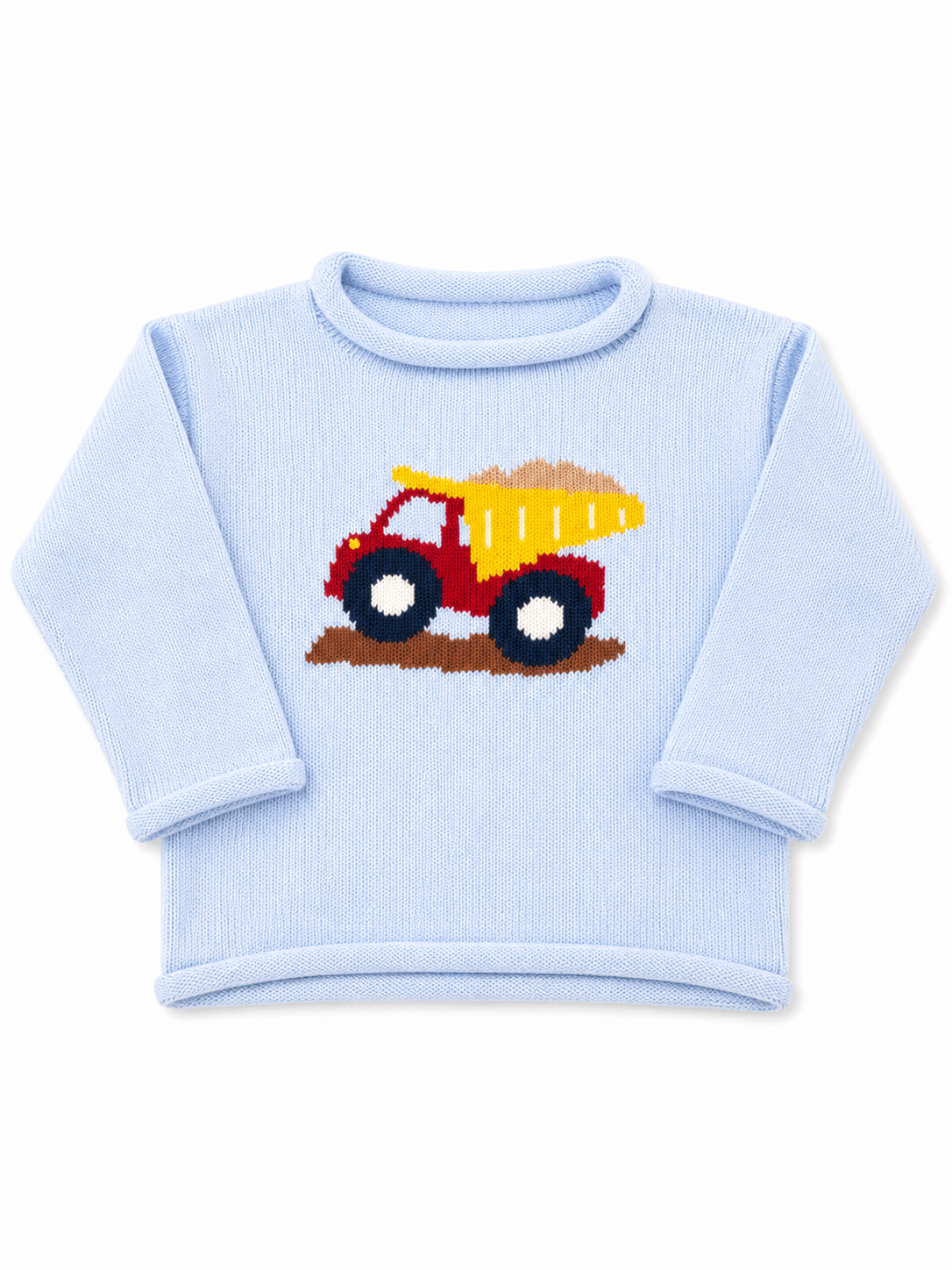 Sky Blue Dump Truck Roll Neck Sweater