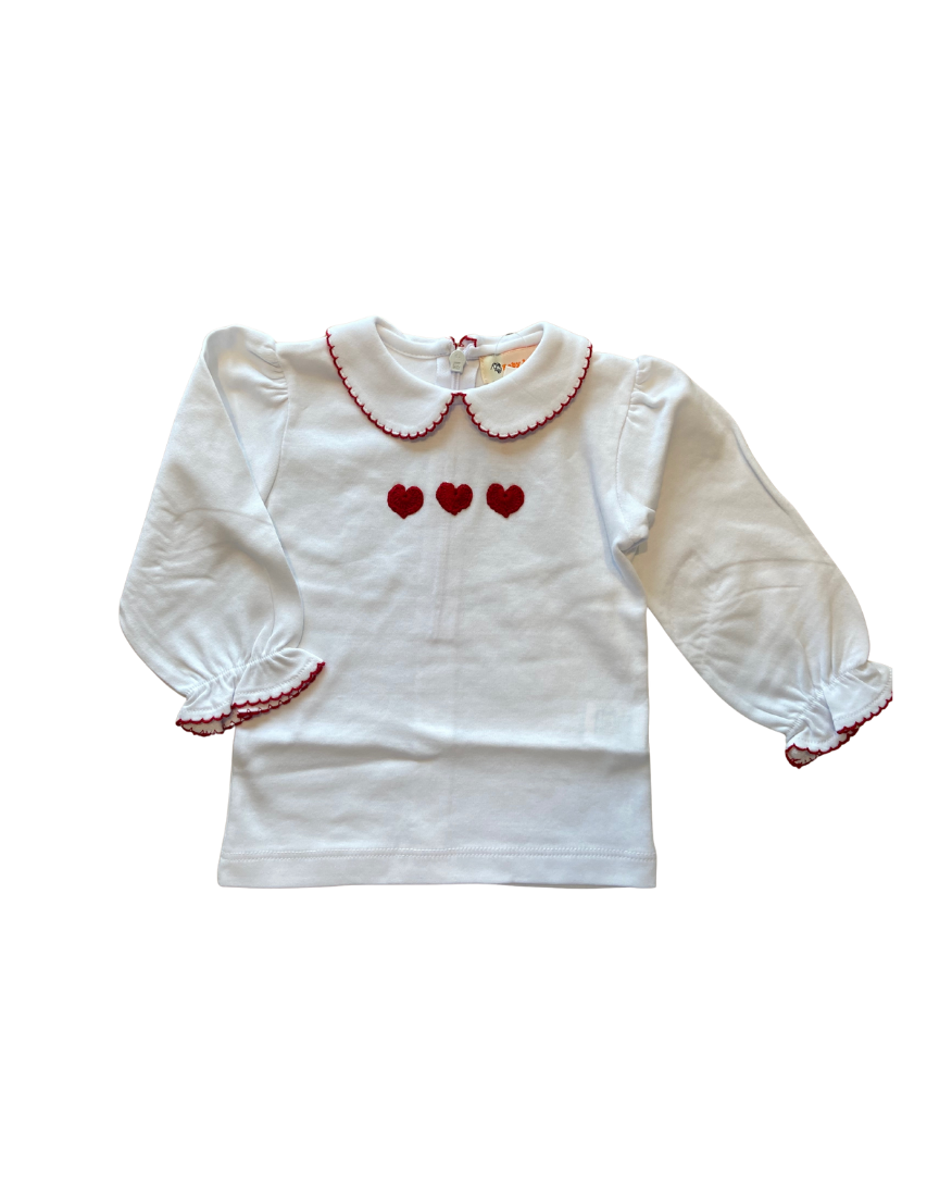 Three Hearts LS Girl Shirt (Toddler)
