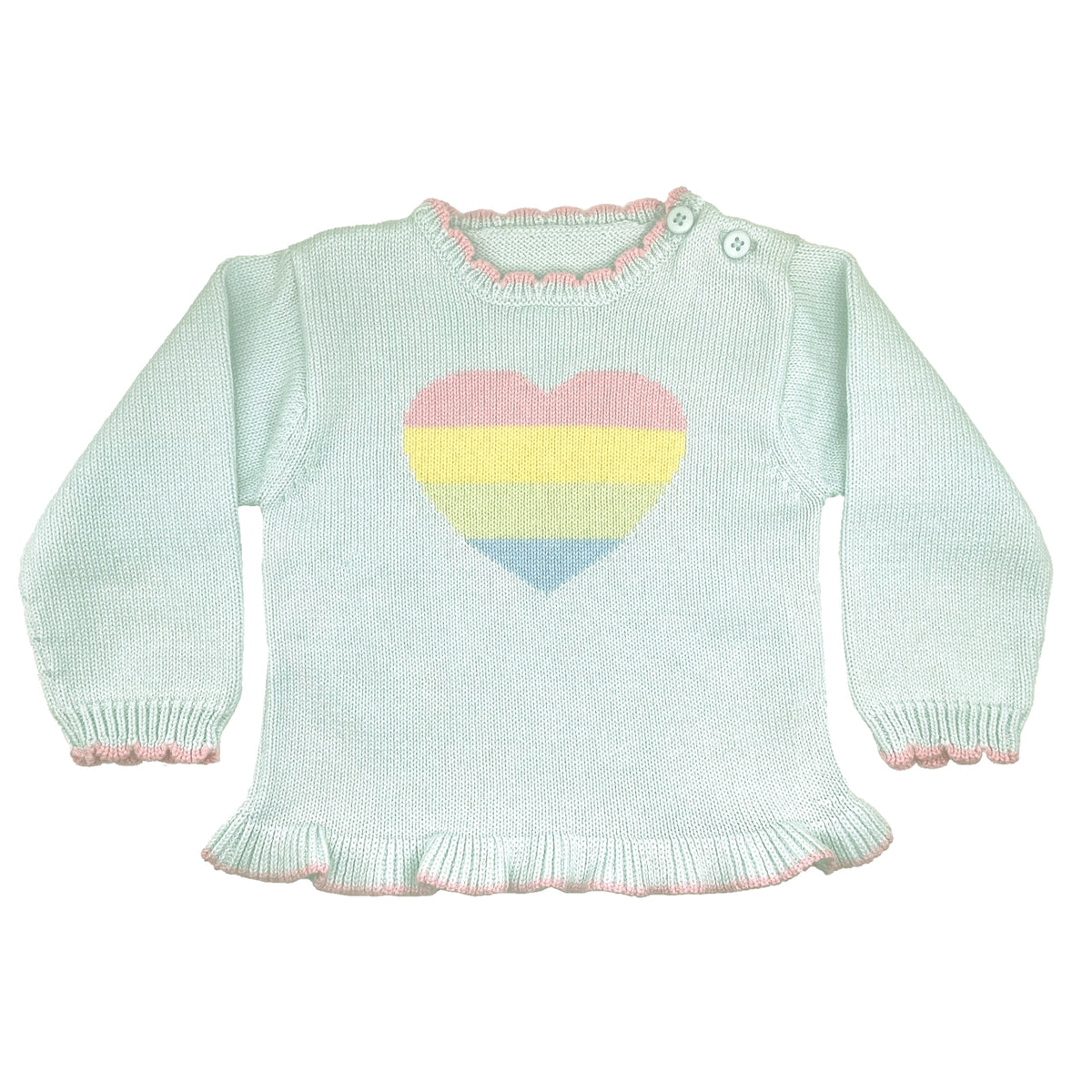 Mint Rainbow Heart Sweater