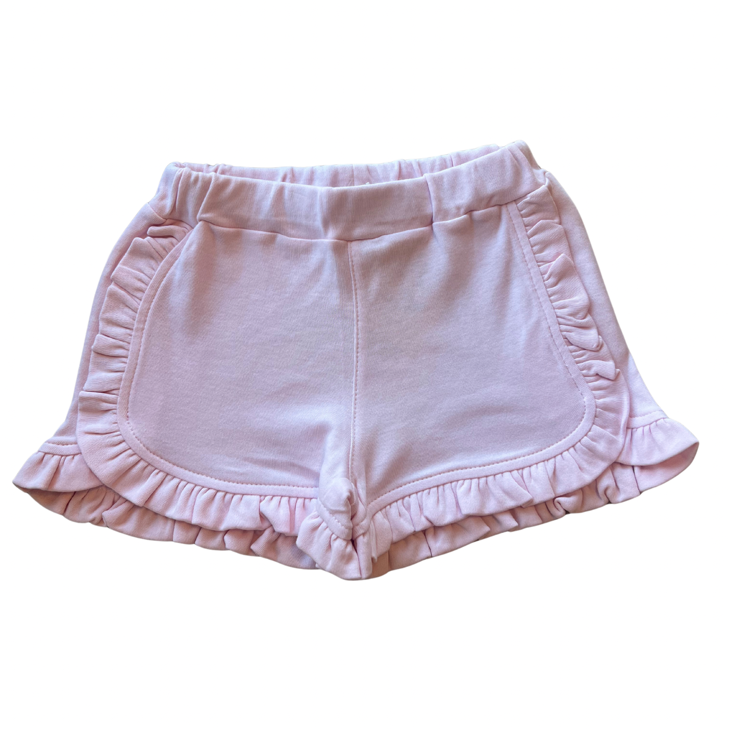 Light Pink Solid Ruffle Trim Short
