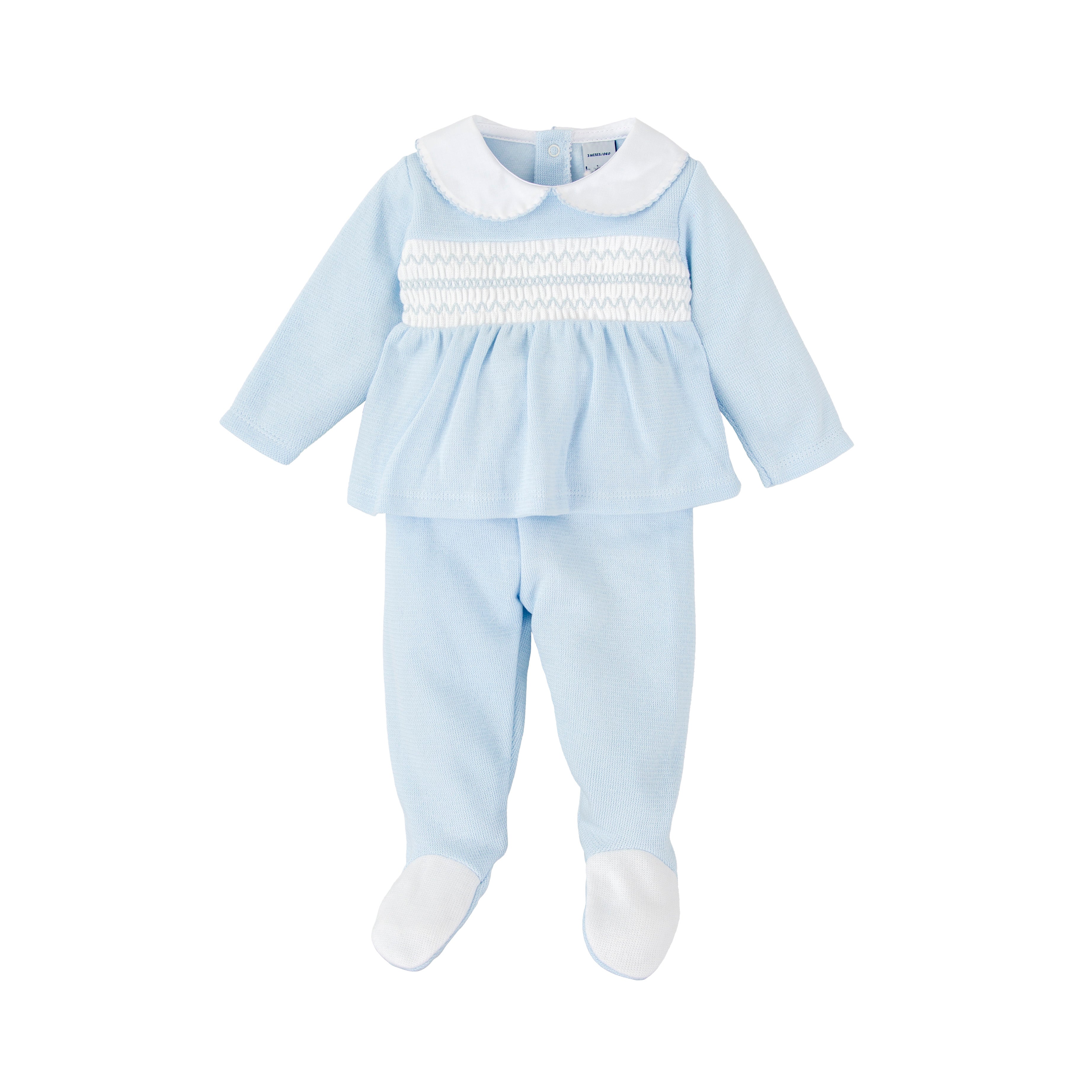 Cotton 2 Piece Sky Blue Babygrow