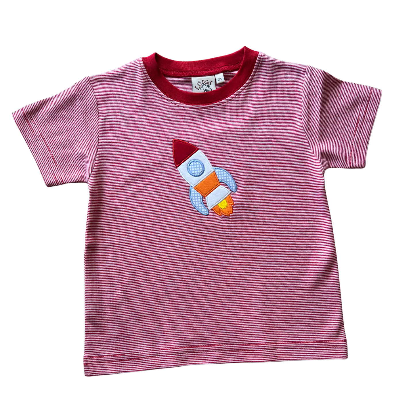 Red Stripe Rocket Ship SS Tee