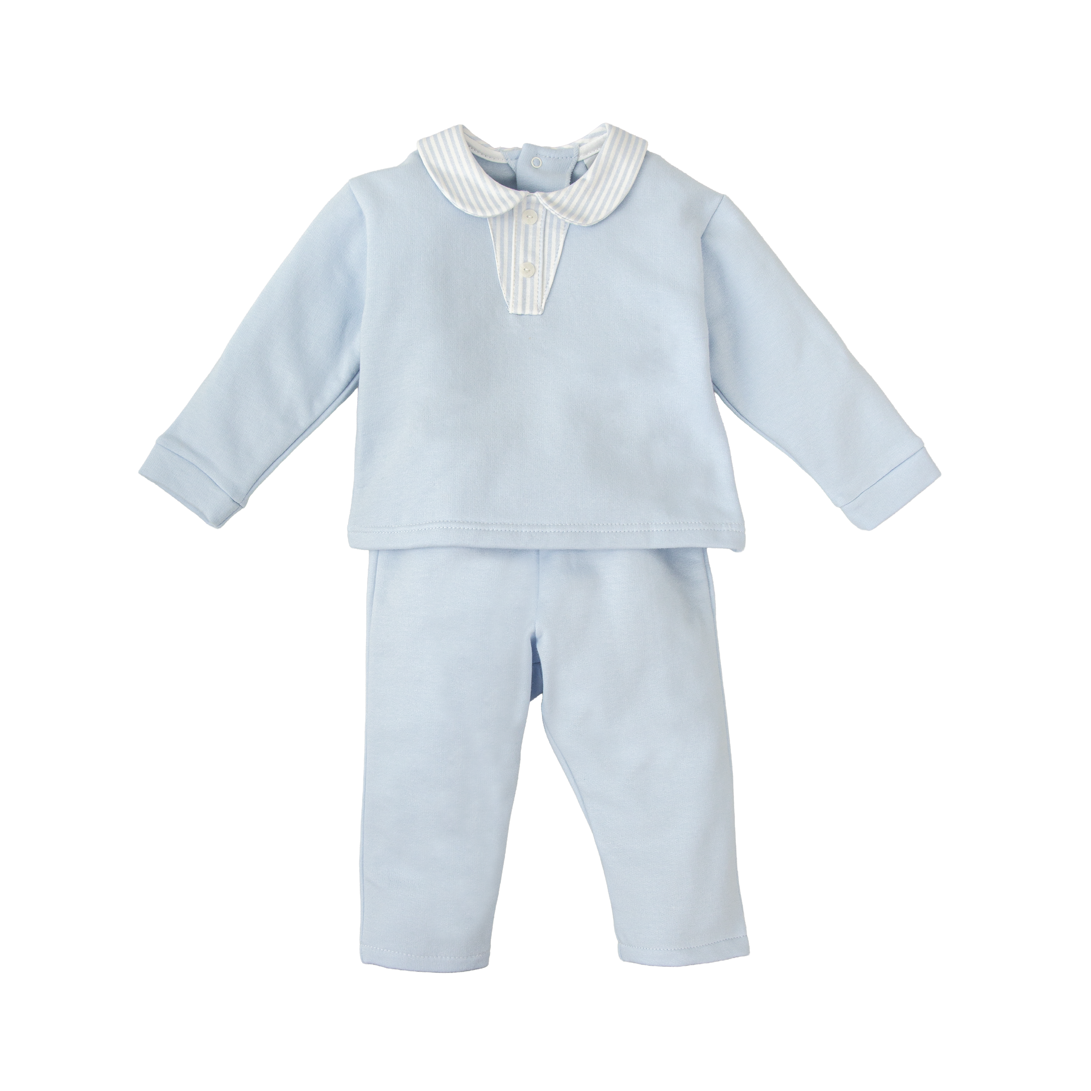 Blue Stripe Cotton Knitted Two Piece Set