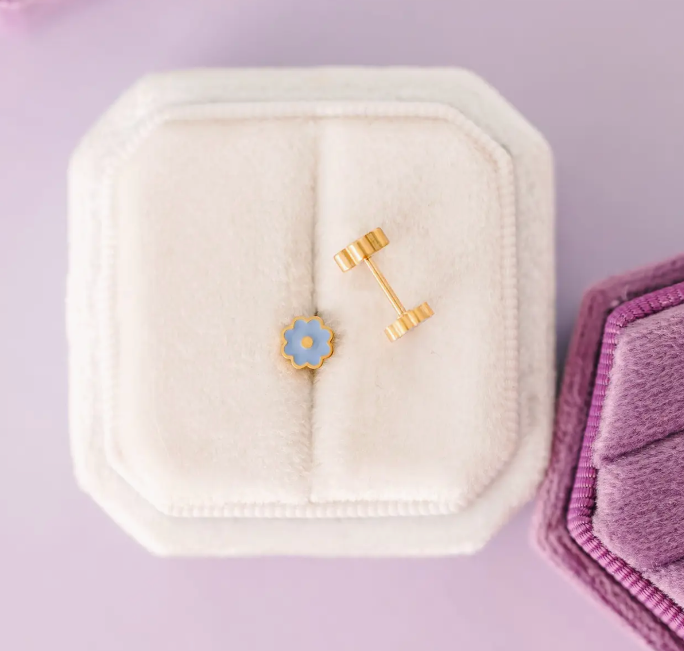 Tiny Blue Flower Earrings